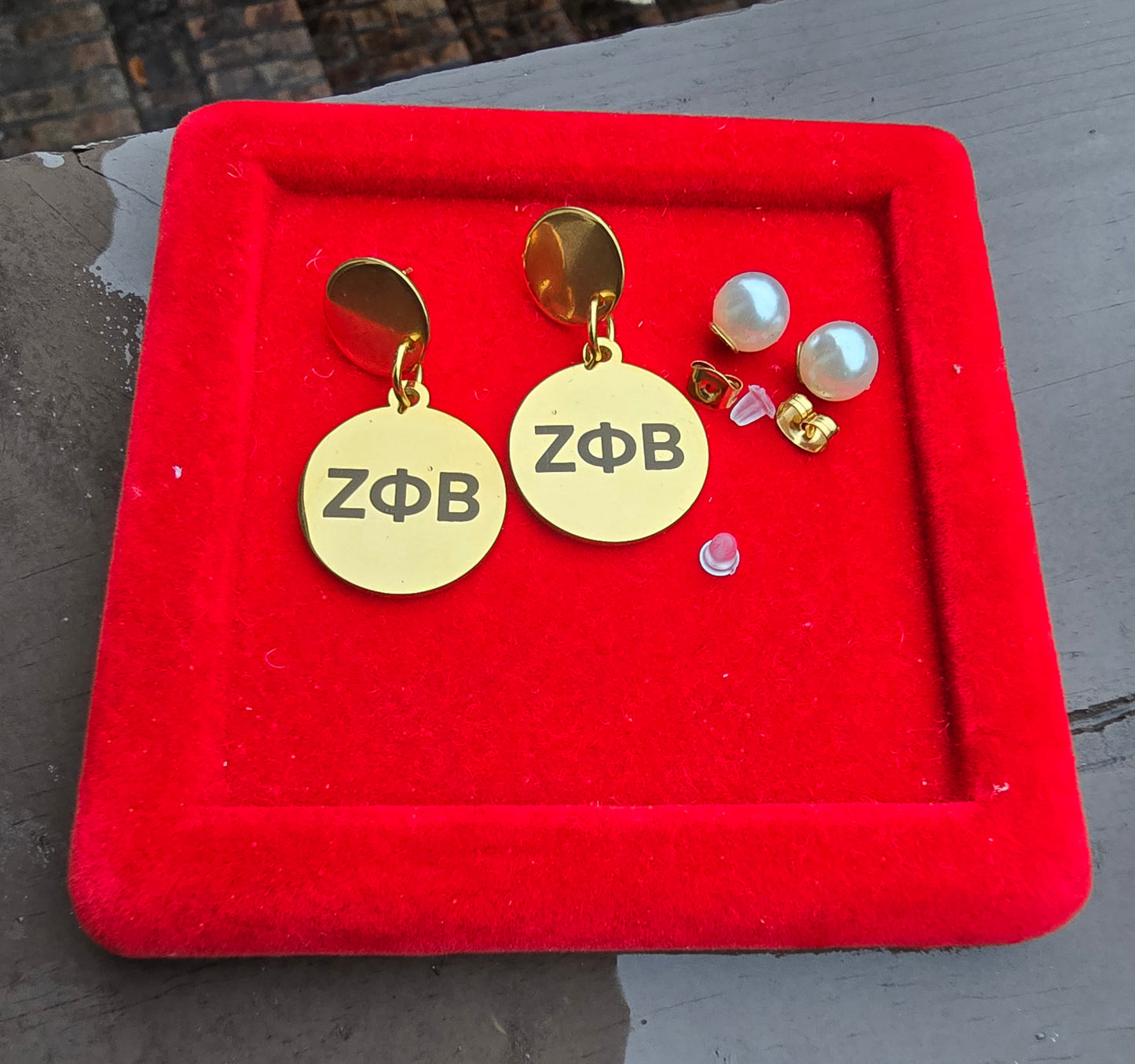 Zeta Phi Beta Dangling Earrings - Z Phi B Earrings - Zeta Phi Beta earrings - Sorority Jewelry - Jewelry - FREE SHIPPING