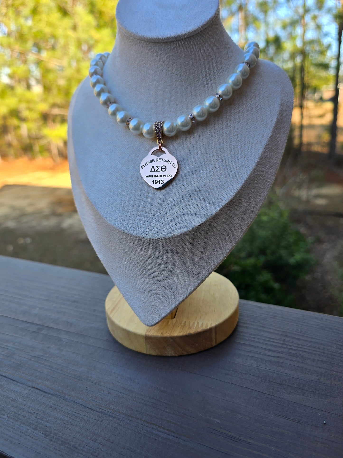 Delta Sigma Theta Beaded Pearl Rose Gold Sorority Necklace