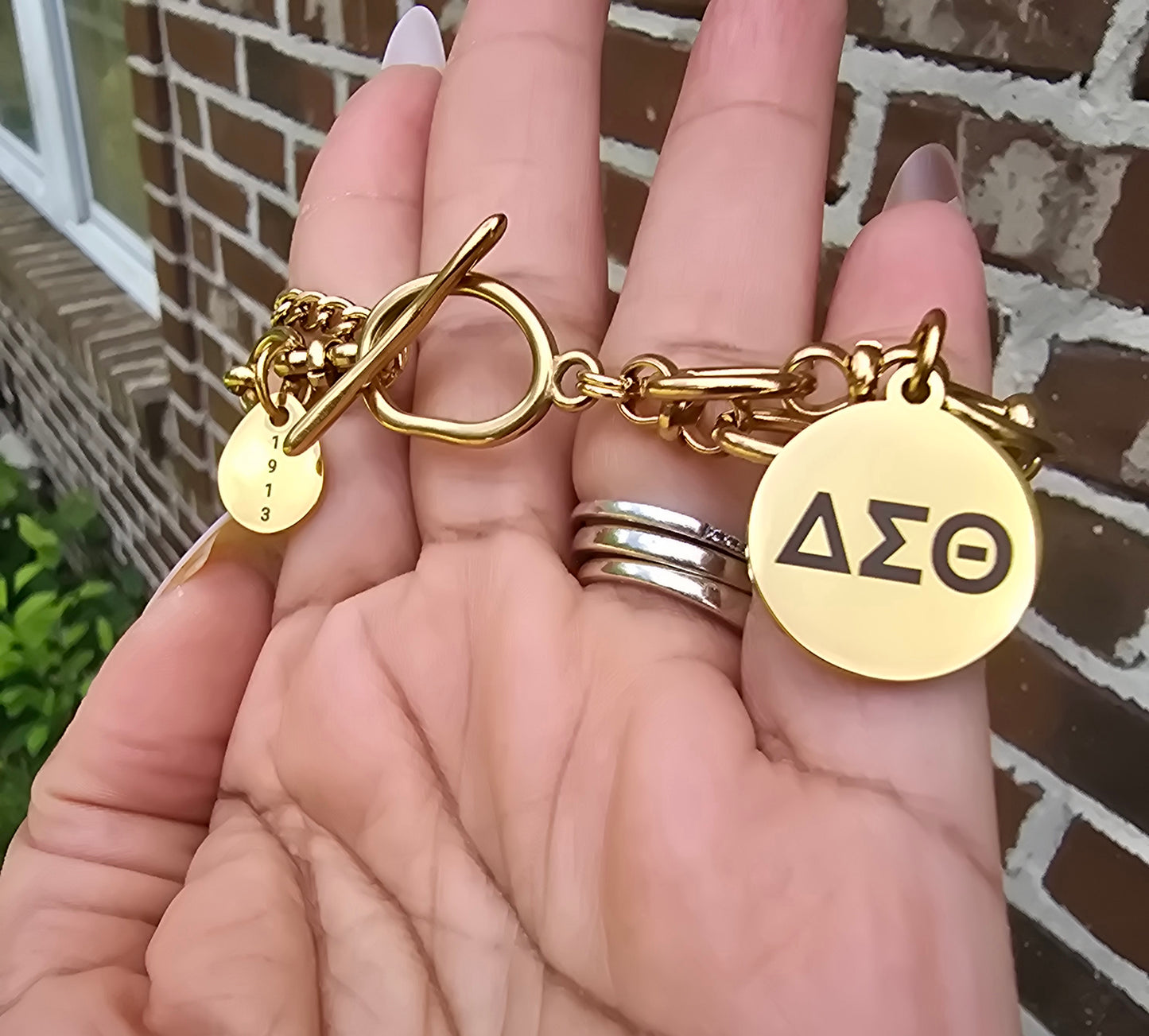 Delta Sigma Theta Sorority Bracelet Available In Gold & Silver