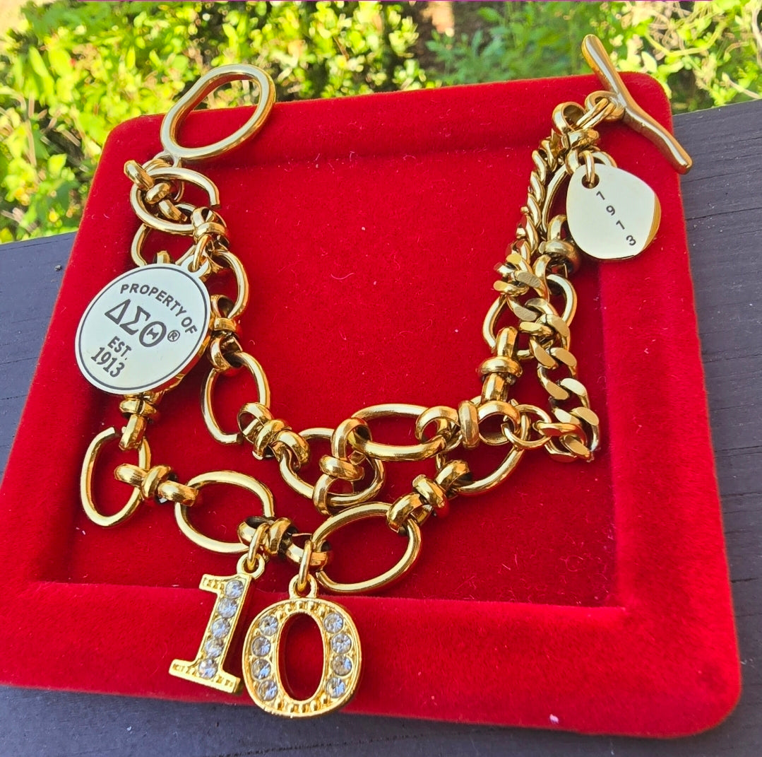 Property of Delta Sigma Theta Sorority Available In Silver and Gold Necklace
