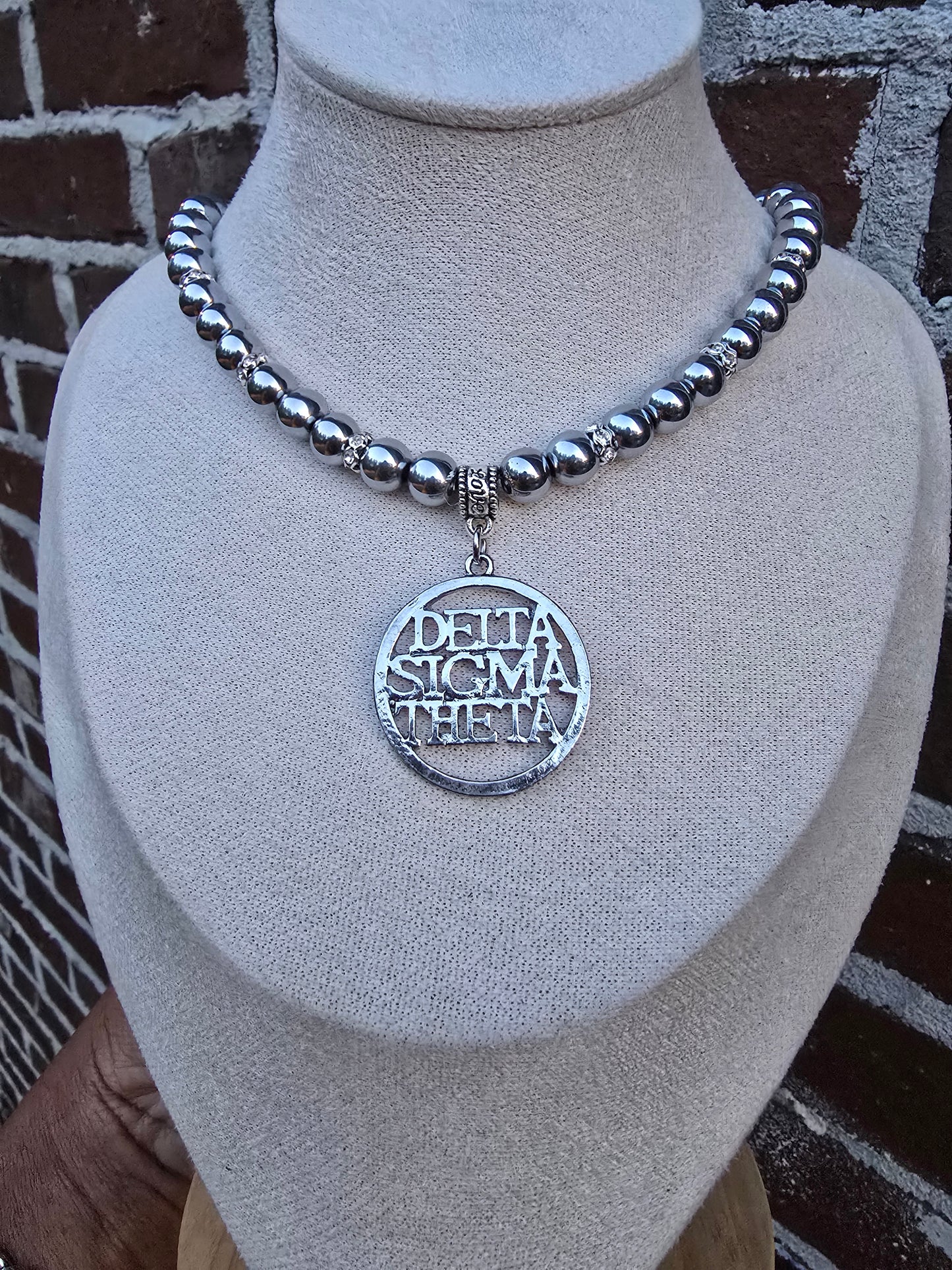Delta Sigma Theta Hollow  Premium Beaded Sorority Necklaces - Beaded Sorority Necklace - Delta Sigma Theta Jewelry