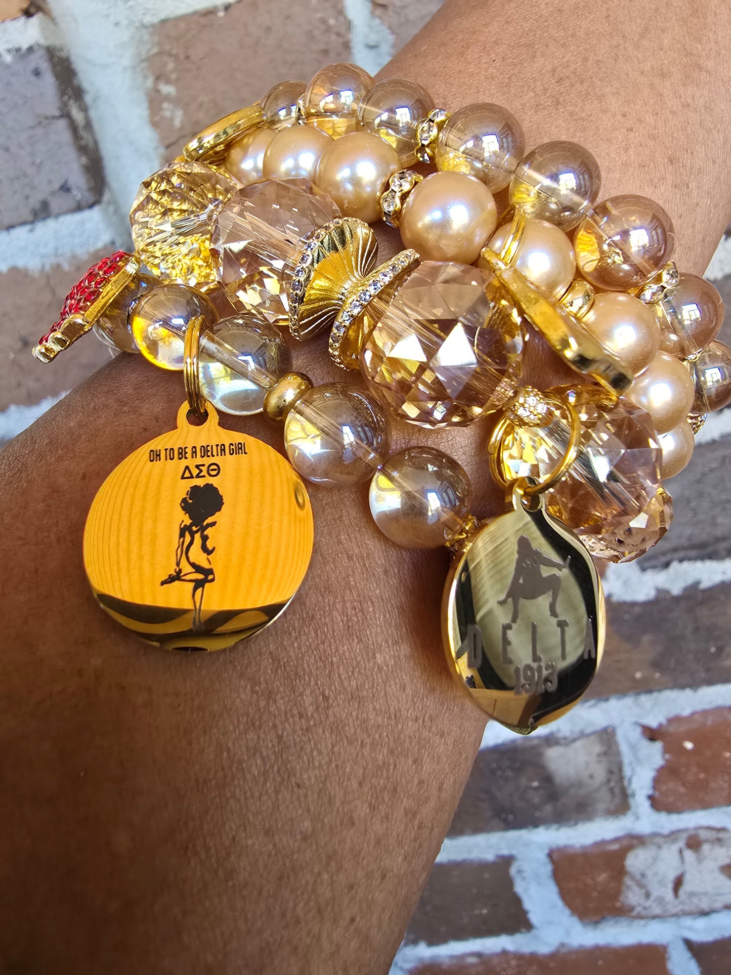 Delta Sigma Theta Gold Stack Bracelet Custom Fit Set (please message with line number if would like added to design)