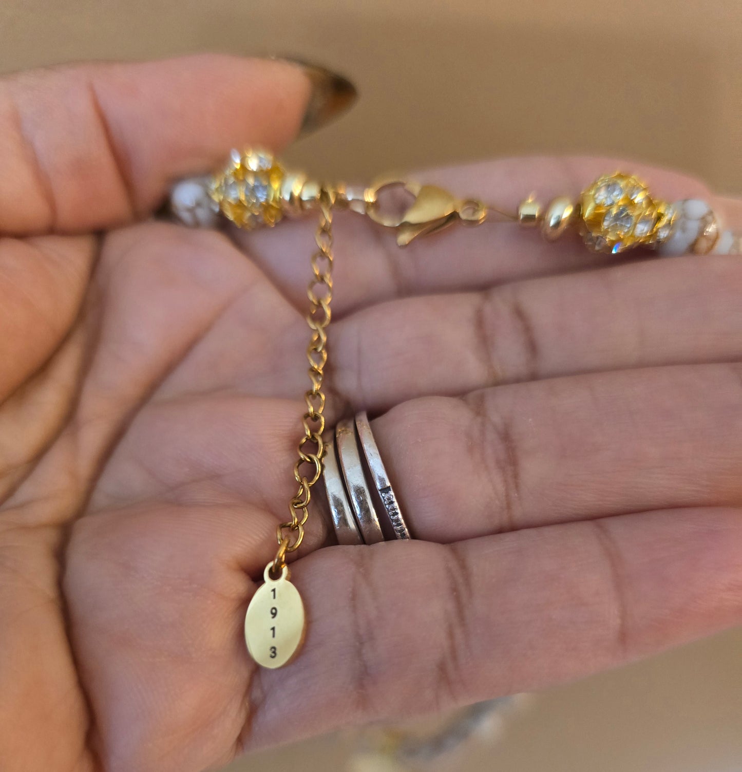 Delta Sigma Theta Beaded Gold Sorority Necklace