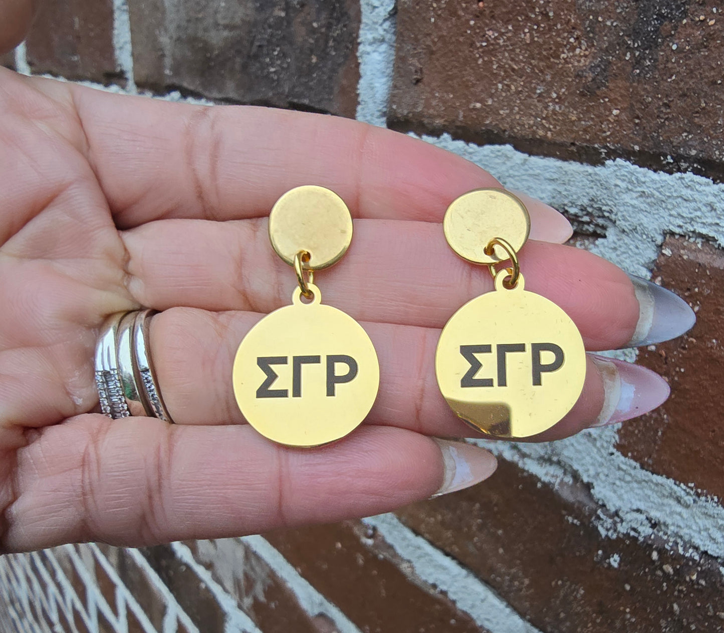 SGRho Dangle Earrings - Sigma Gamma Rho Earrings - Sigma Gamma Rho Jewelry - Sorority Jewelry