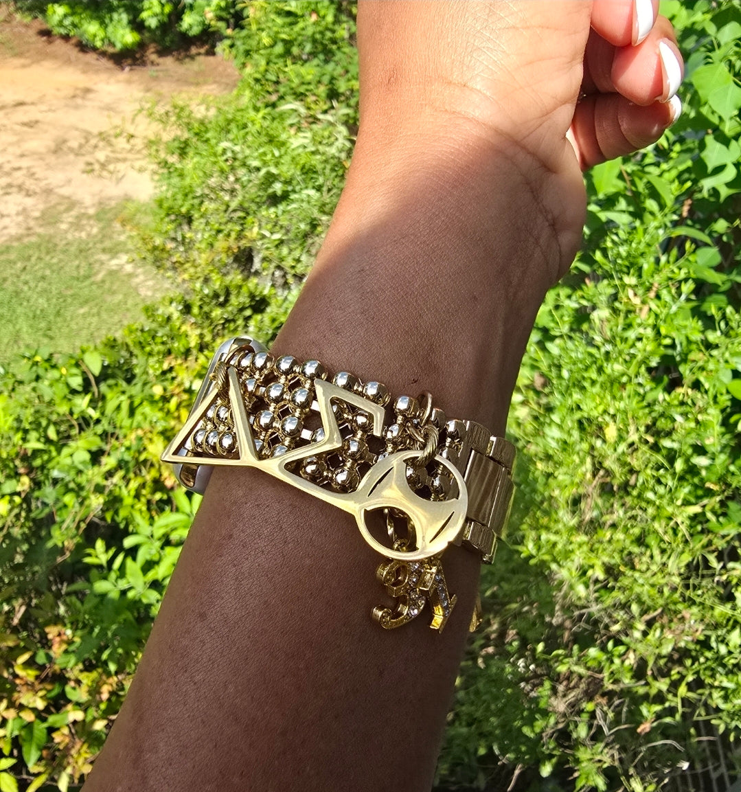 Customize your apple link watch band available in silver & gold (select up to 6 charms of your choice)