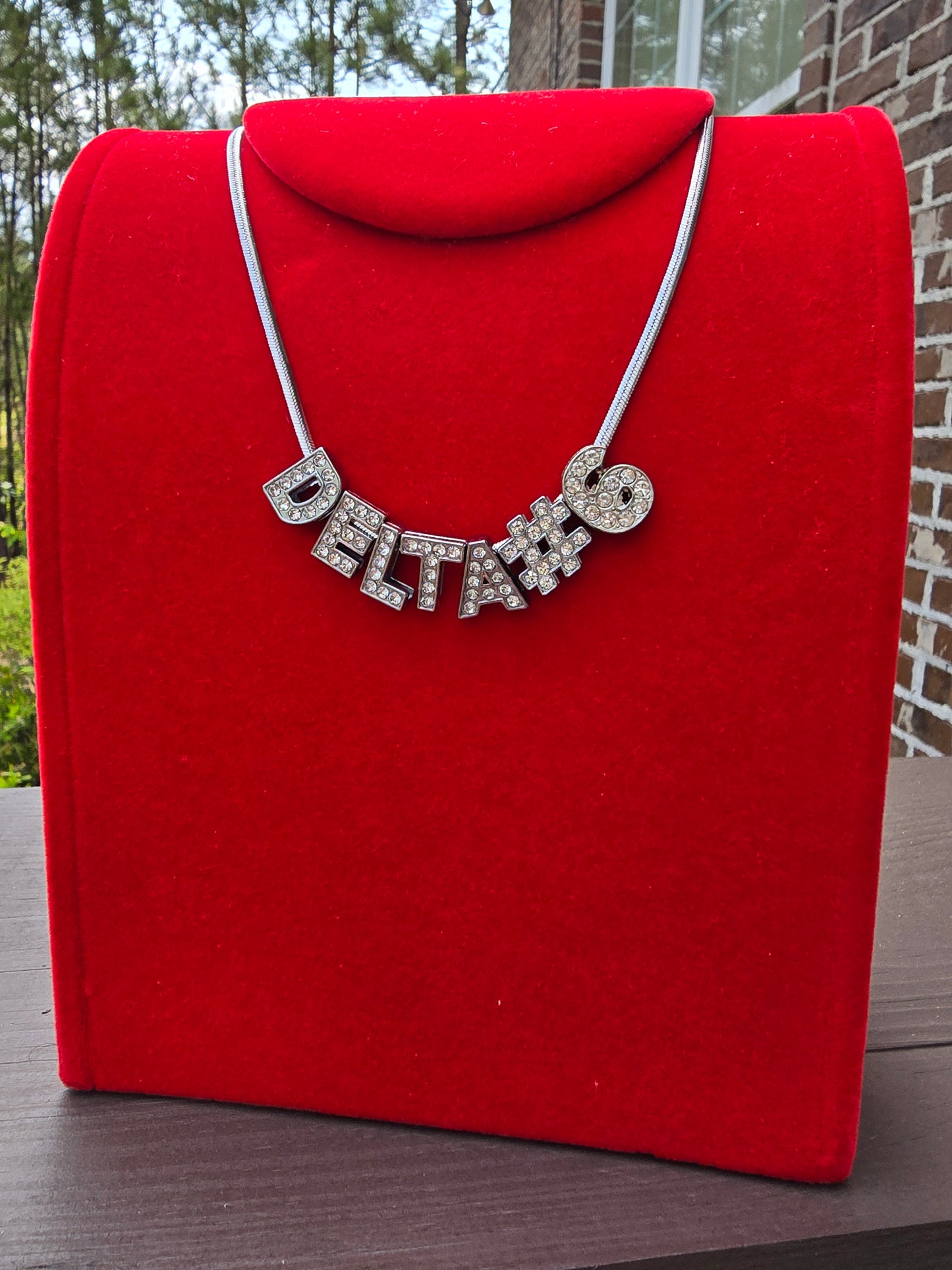 Personalized Delta Sigma Theta Bling Line number necklaces - Line Number Custom Necklace - Delta Line number necklace