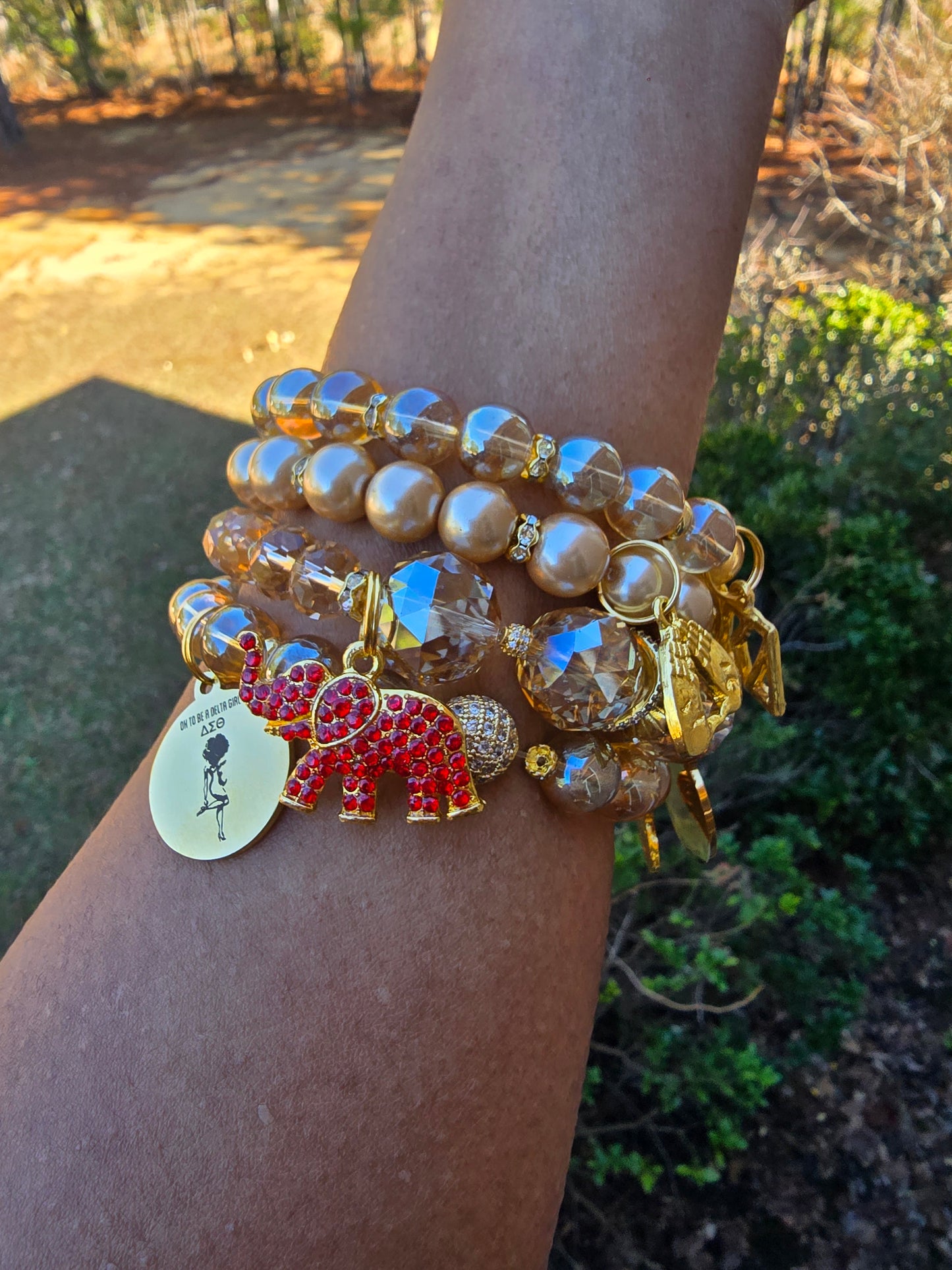 Delta Sigma Theta Gold Stack Bracelet Custom Fit Set (please message with line number if would like added to design)