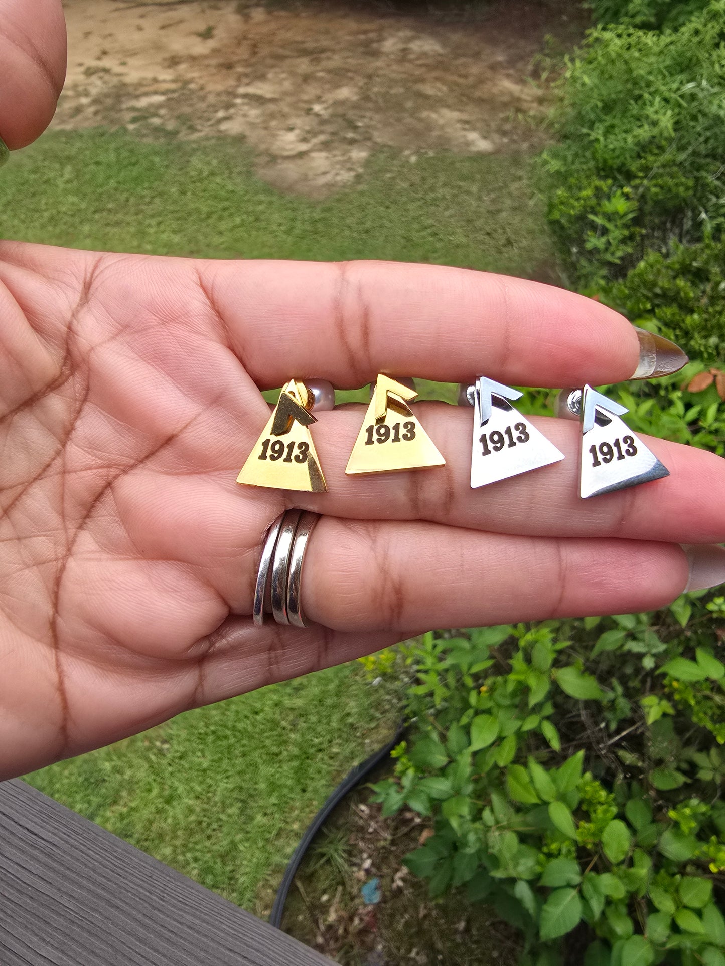 Delta Sigma Theta Sorority 1913 earrings available in silver and gold