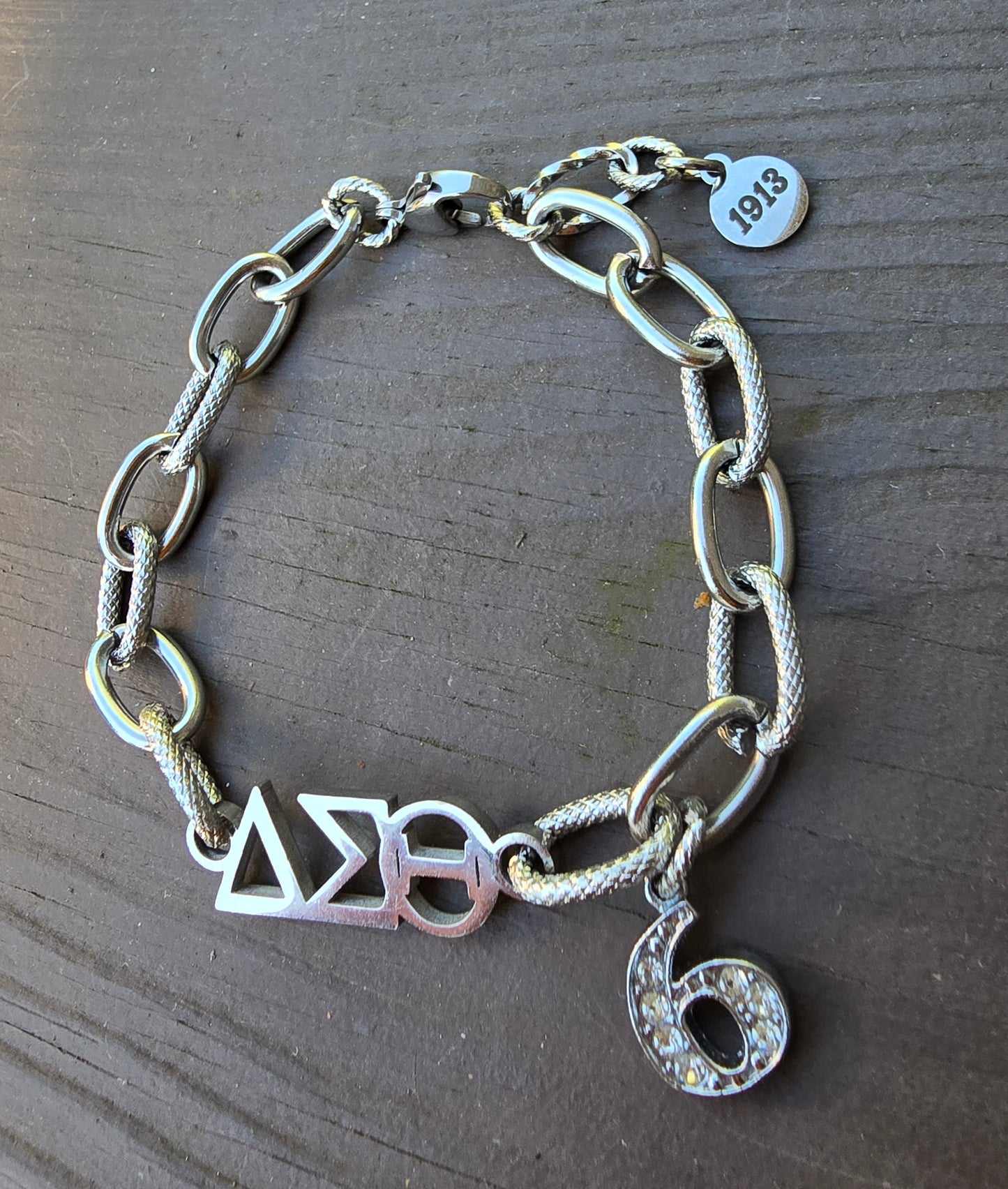 Delta Sigma Theta Greek Letter Chunky Link Sorority Bracelet