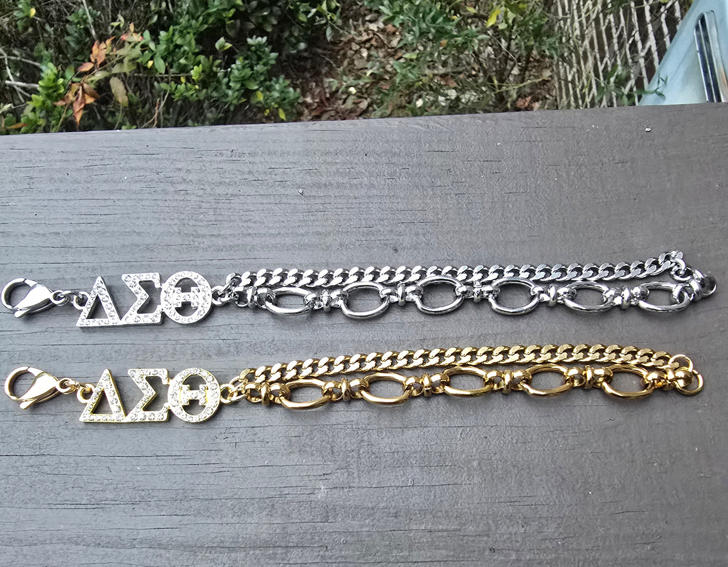 Delta Sigma Theta Greek Letter Chunky Link Sorority Bracelet
