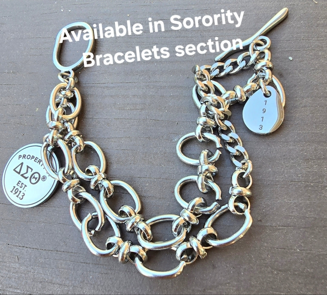 Property of Delta Sigma Theta Sorority Available In Silver and Gold Necklace