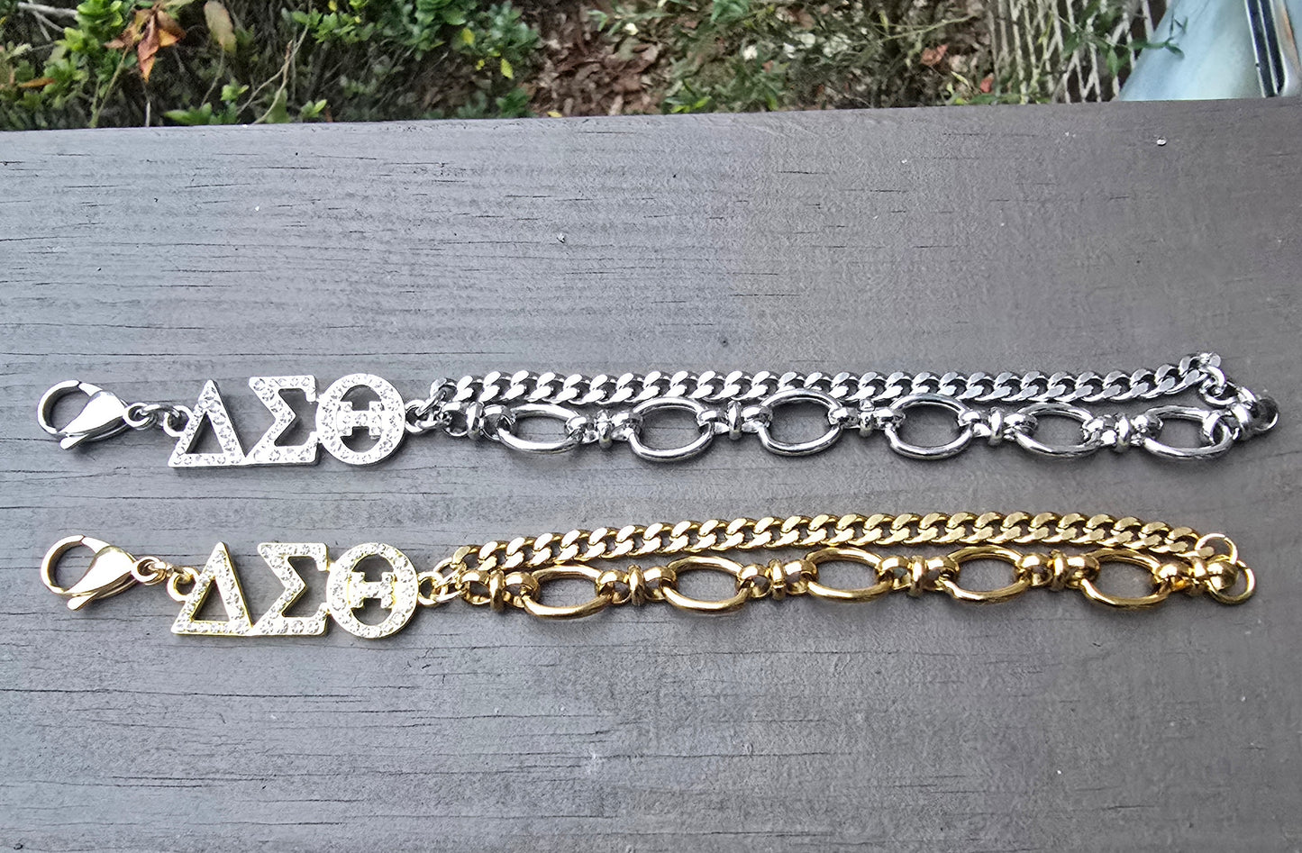 Delta Sigma Theta Greek Letter Chunky Link Sorority Bracelet