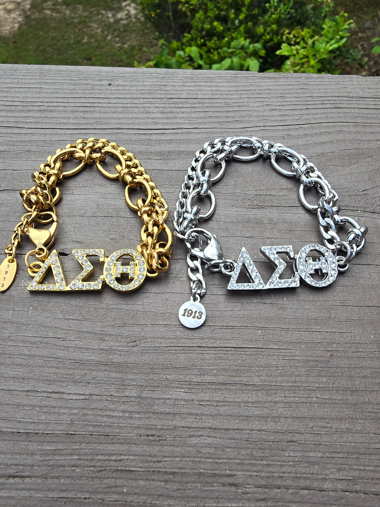 Delta Sigma Theta Greek Letter Chunky Link Sorority Bracelet