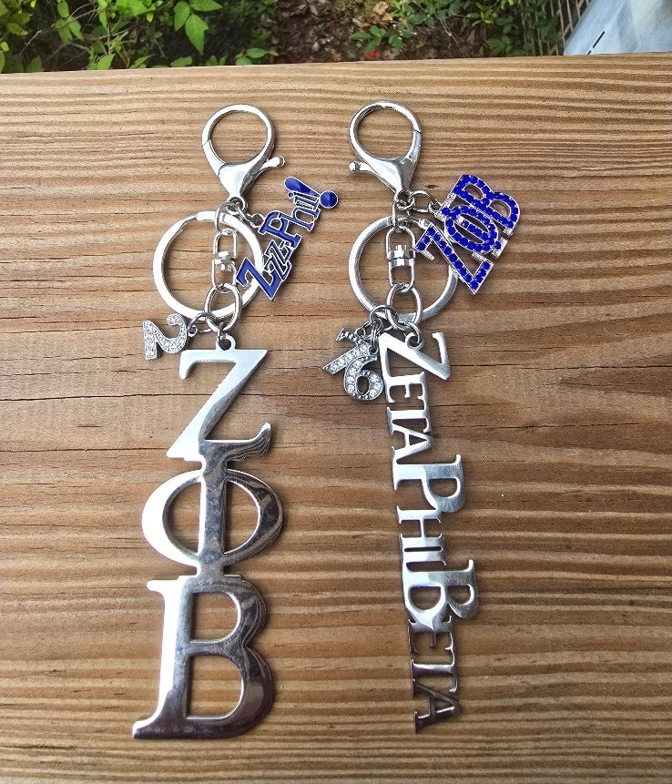 Large Zeta Phi Beta Handbag Charm/Key Ring -  Zeta Phi Beta Purse Charm - Sorority Charm/Key Ring - Z Phi B Purse Charm/Key Ring