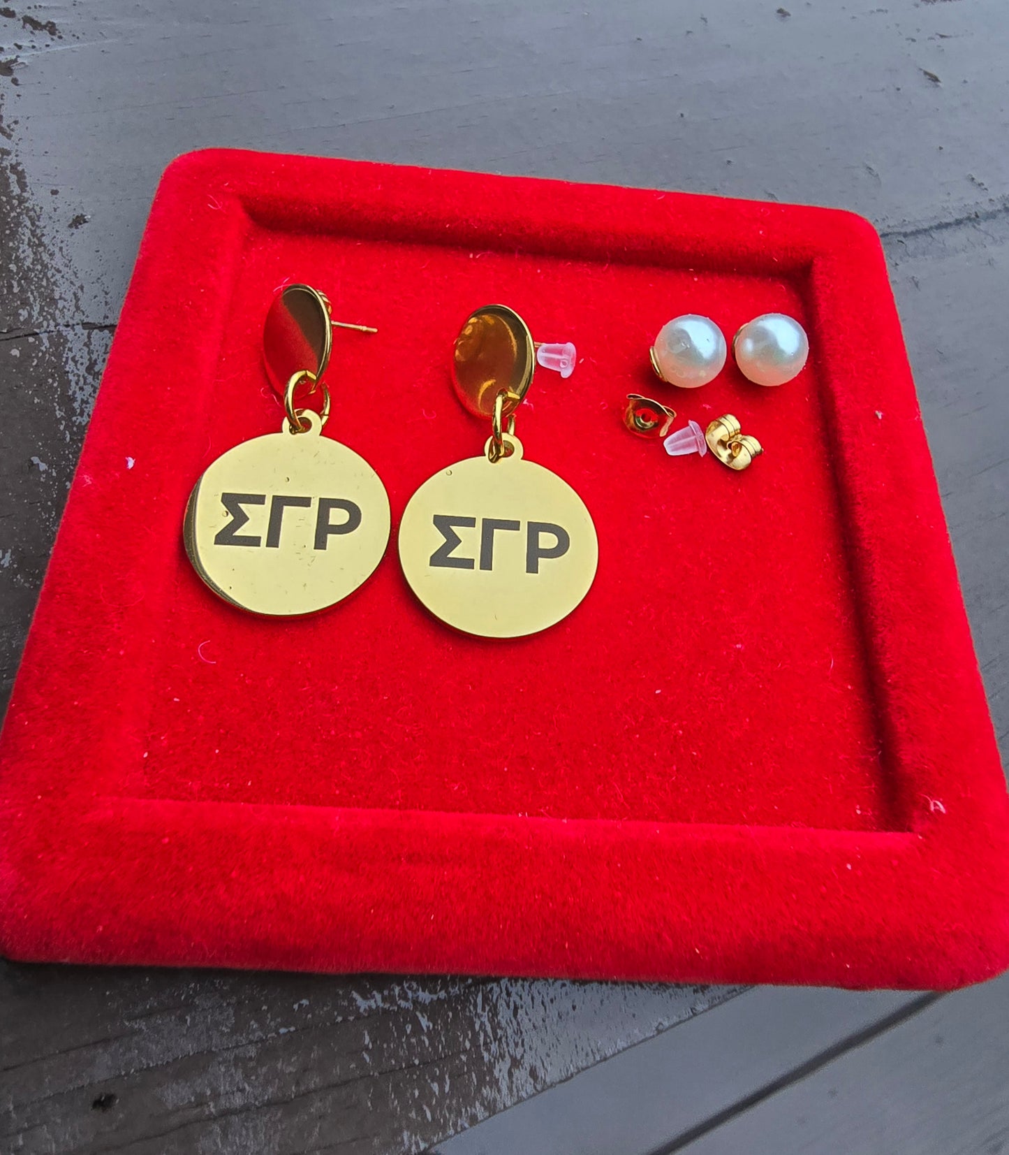 SGRho Dangle Earrings - Sigma Gamma Rho Earrings - Sigma Gamma Rho Jewelry - Sorority Jewelry