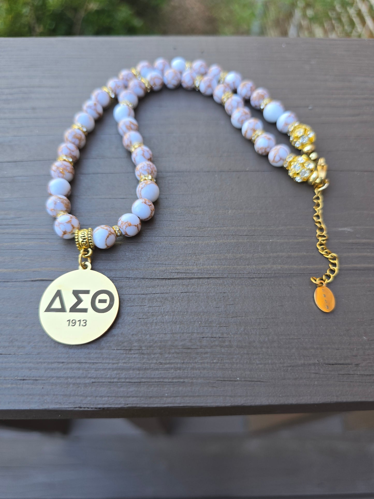 Delta Sigma Theta Beaded Gold Sorority Necklace