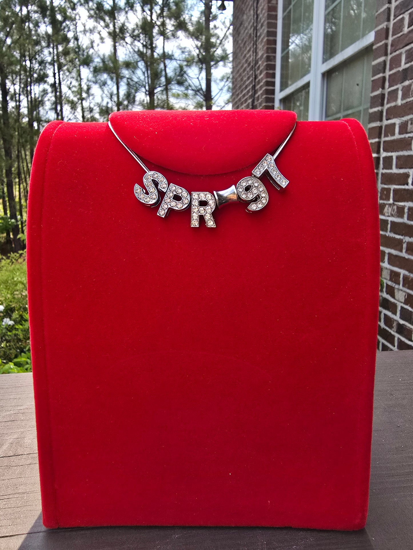 Personalized Spring Bling crossing sorority necklaces - SPR Custom Necklace - SPR Line Necklace
