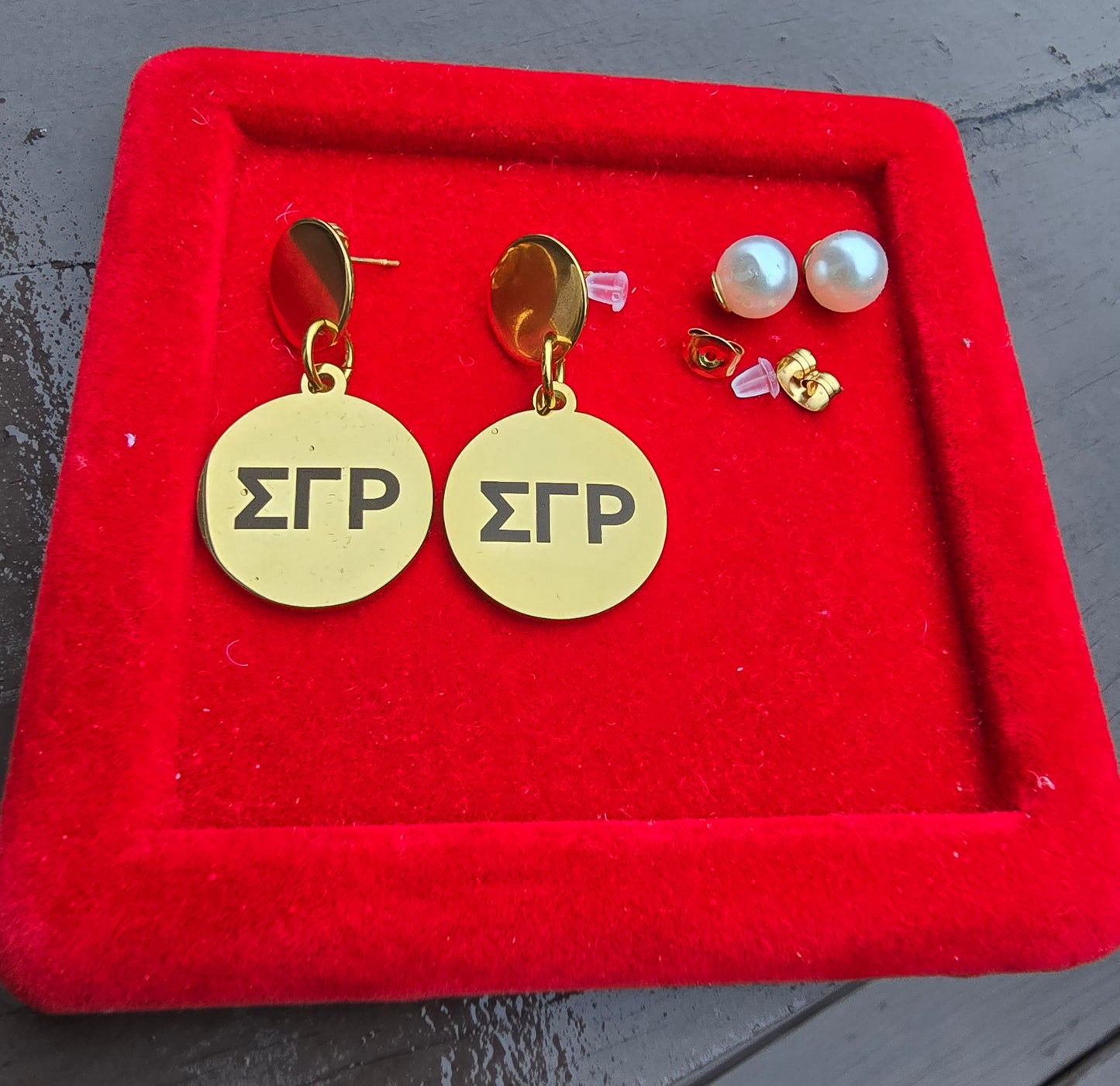 SGRho Dangle Earrings - Sigma Gamma Rho Earrings - Sigma Gamma Rho Jewelry - Sorority Jewelry