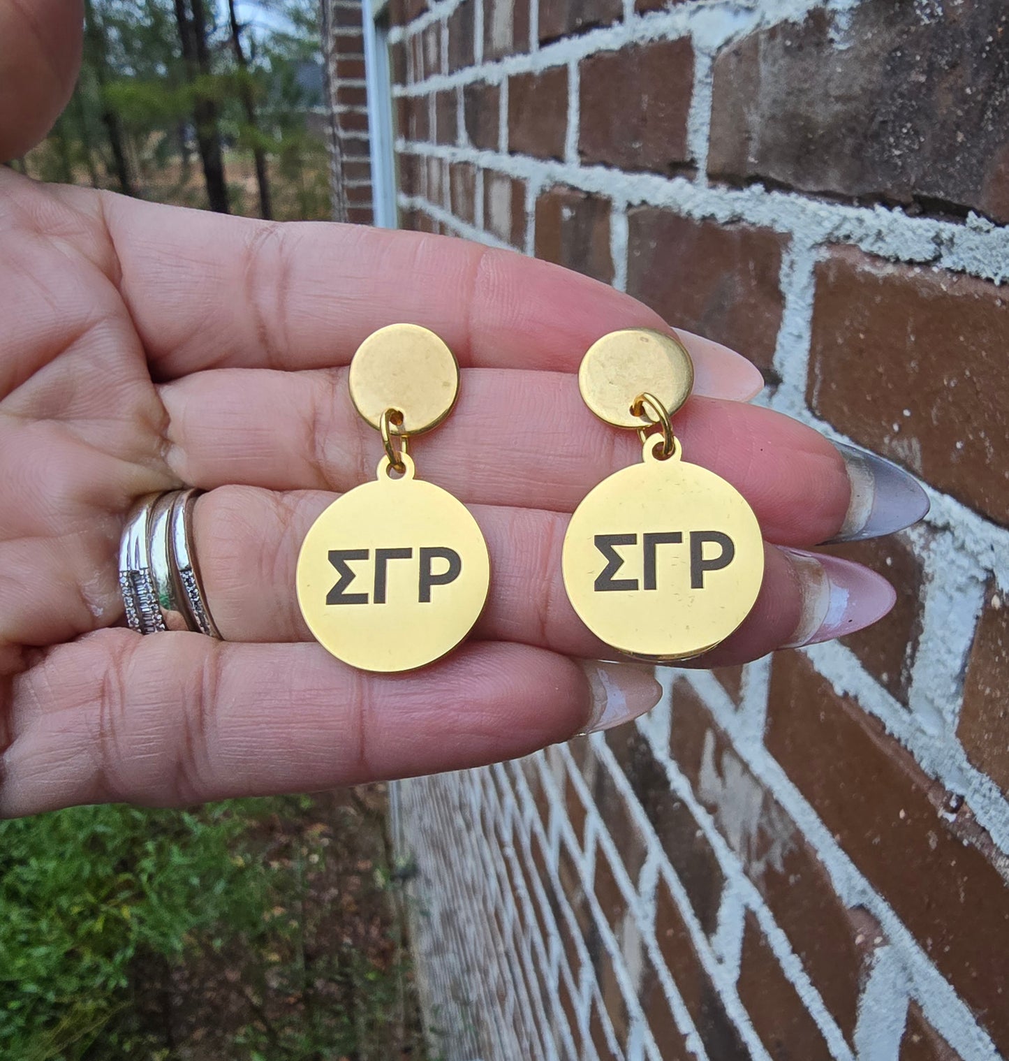 SGRho Dangle Earrings - Sigma Gamma Rho Earrings - Sigma Gamma Rho Jewelry - Sorority Jewelry