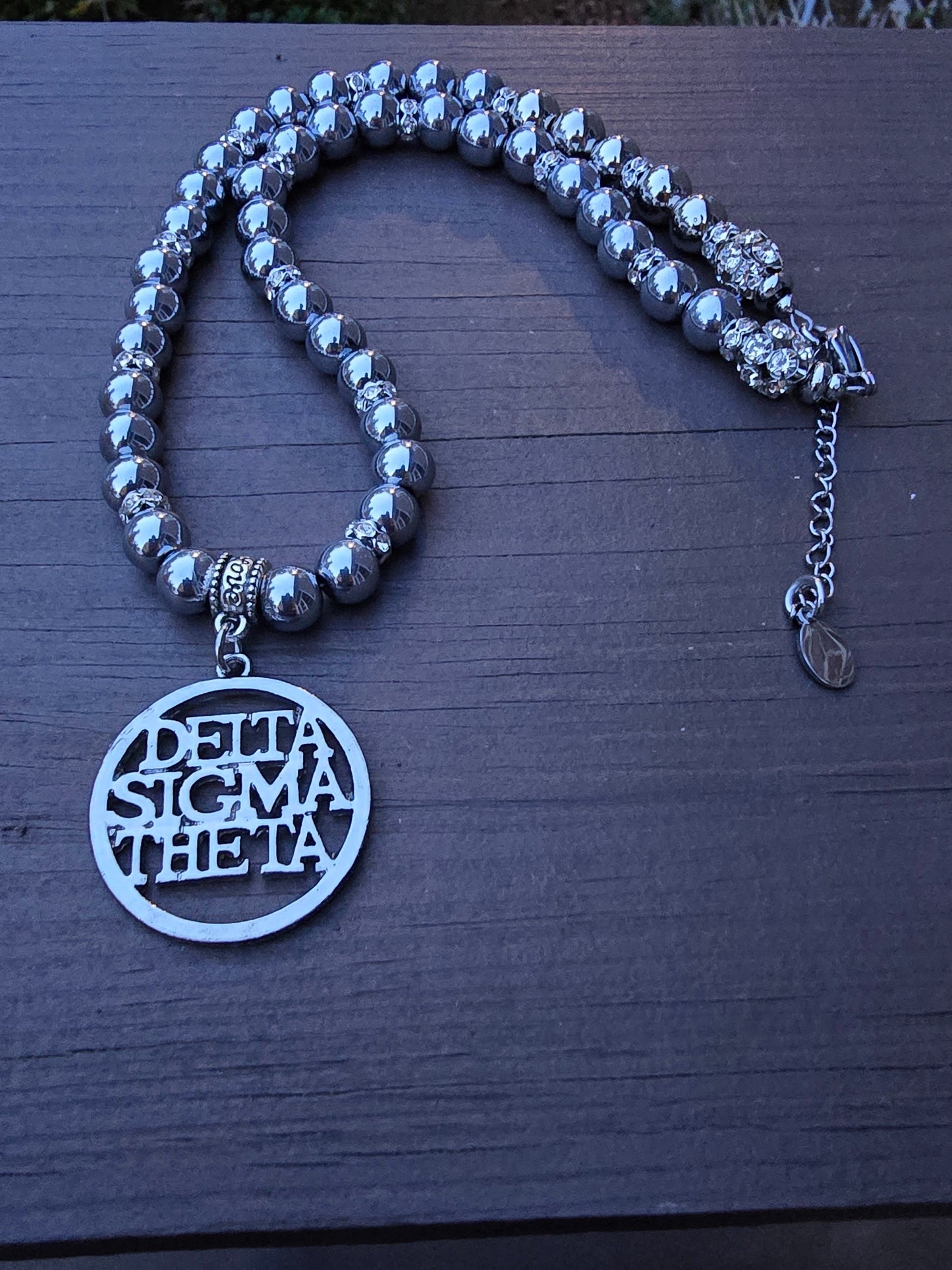 Delta Sigma Theta Hollow  Premium Beaded Sorority Necklaces - Beaded Sorority Necklace - Delta Sigma Theta Jewelry