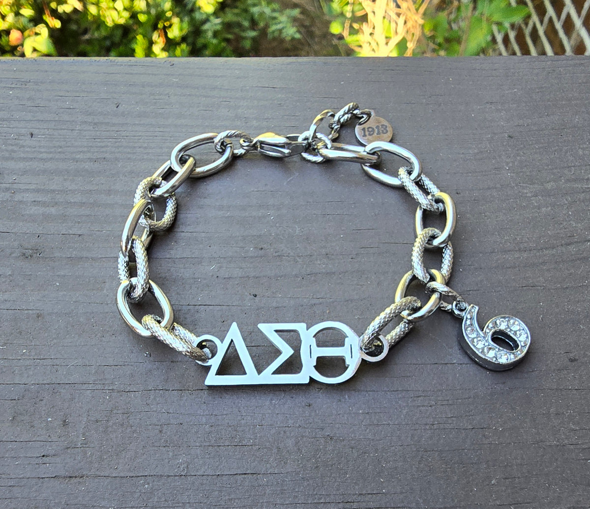 Delta Sigma Theta Greek Letter Chunky Link Sorority Bracelet