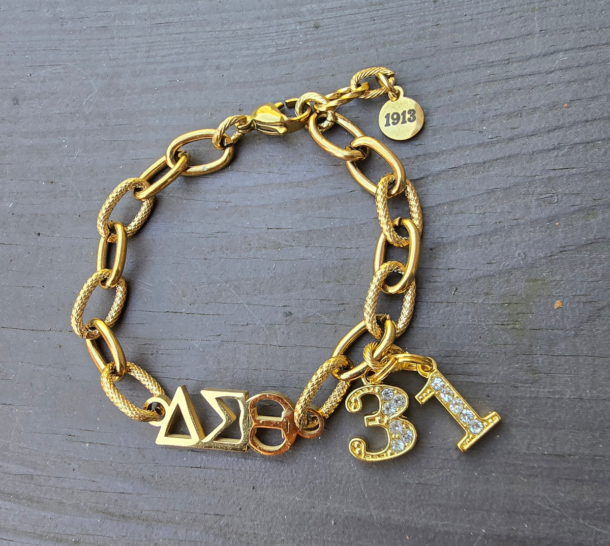 Delta Sigma Theta Greek Letter Chunky Link Sorority Bracelet