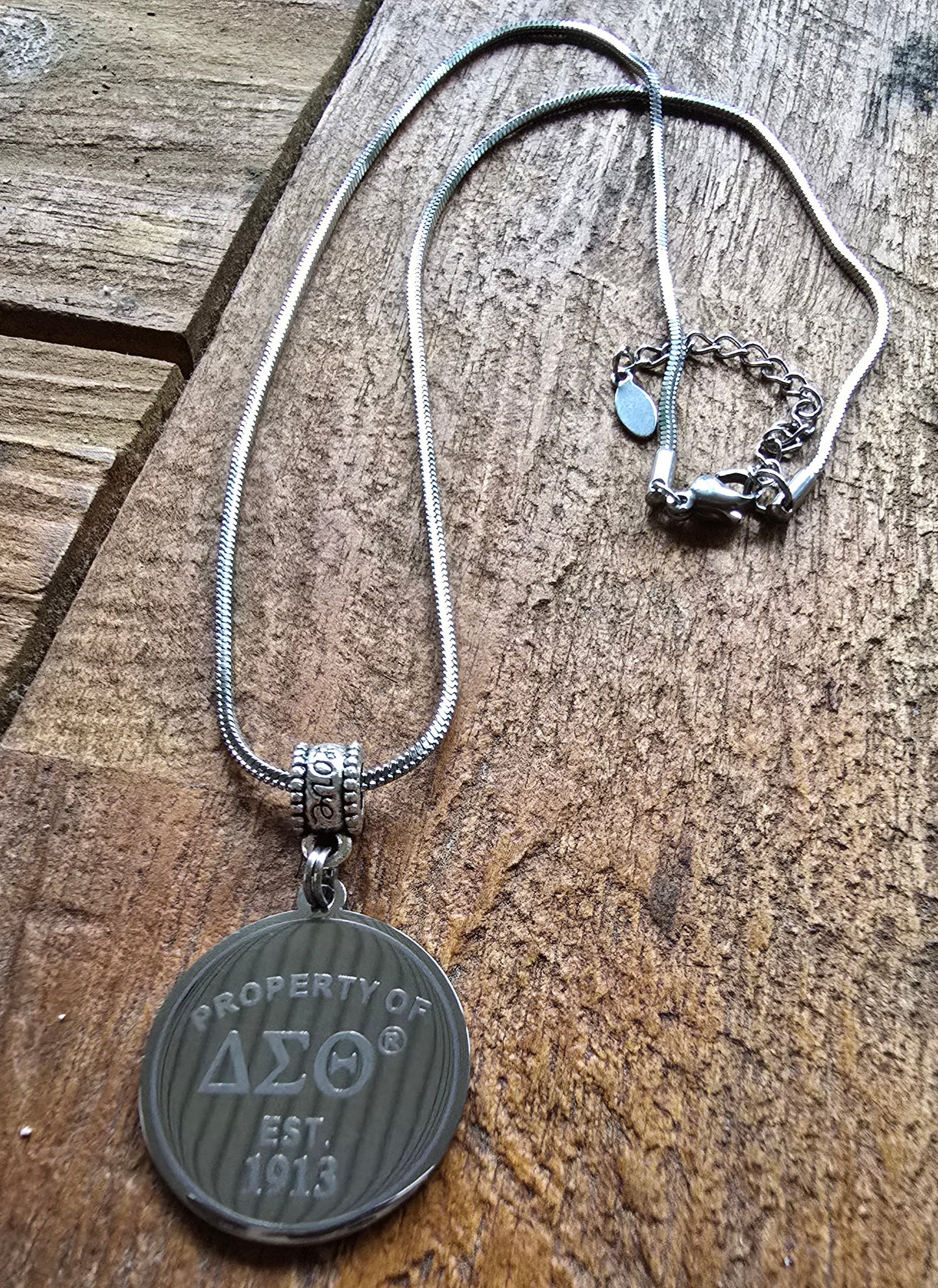 Property of Delta Sigma Theta Sorority Available In Silver and Gold Necklace
