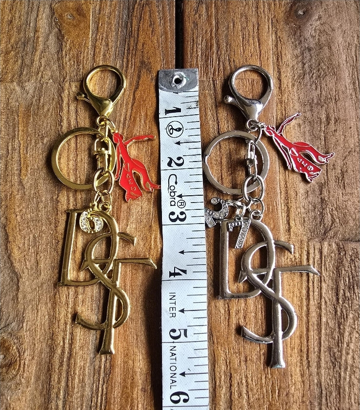 Large DST Handbag Charm/Key Ring - Gold Delta Sigma Theta Purse Charm - Sorority Charm/Key Ring - DST Purse Charm/Key Ring - Sorority Purse Charm/Key Ring - 1913 Purse Charm/ Key Ring