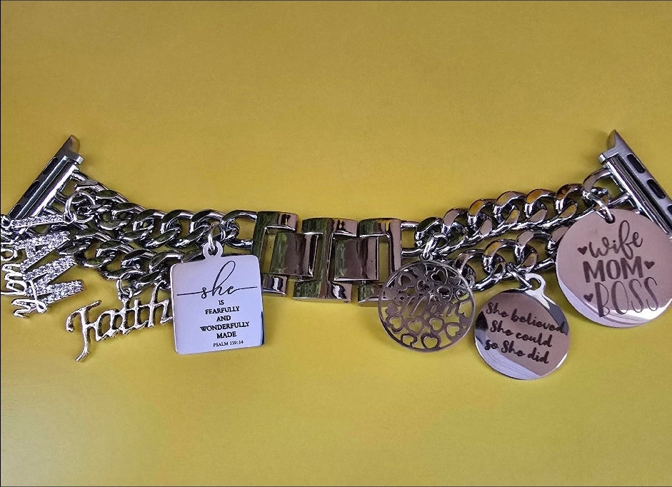 Customize Your Apple Link Watch Band Available In Silver & Gold (select up to 6 charms of your choice)