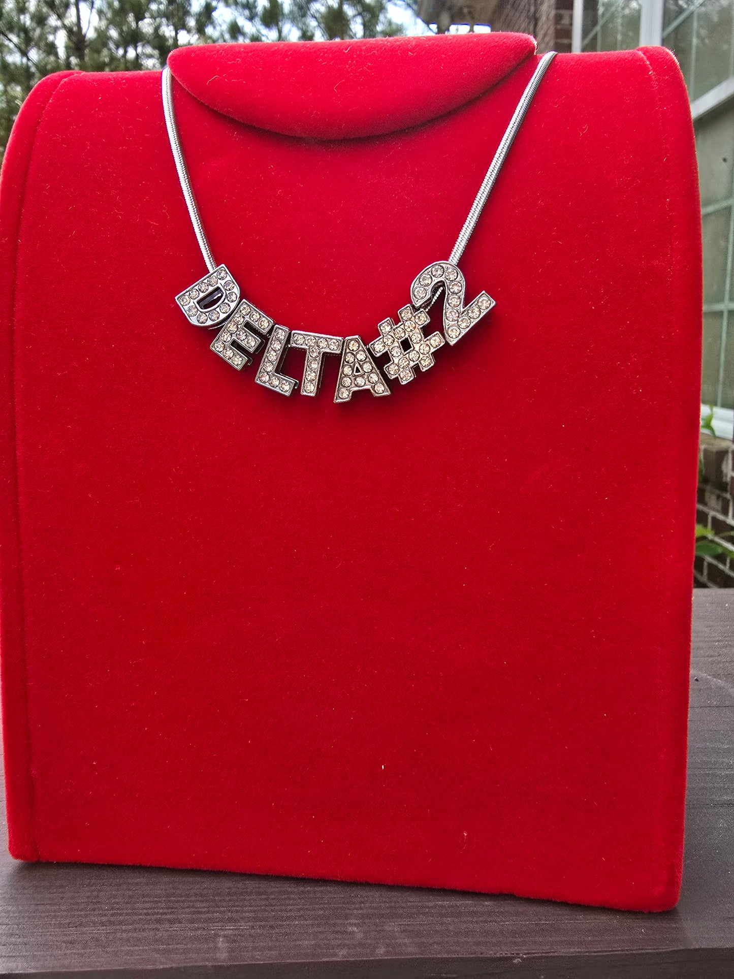 Personalized Delta Sigma Theta Bling Line number necklaces - Line Number Custom Necklace - Delta Line number necklace