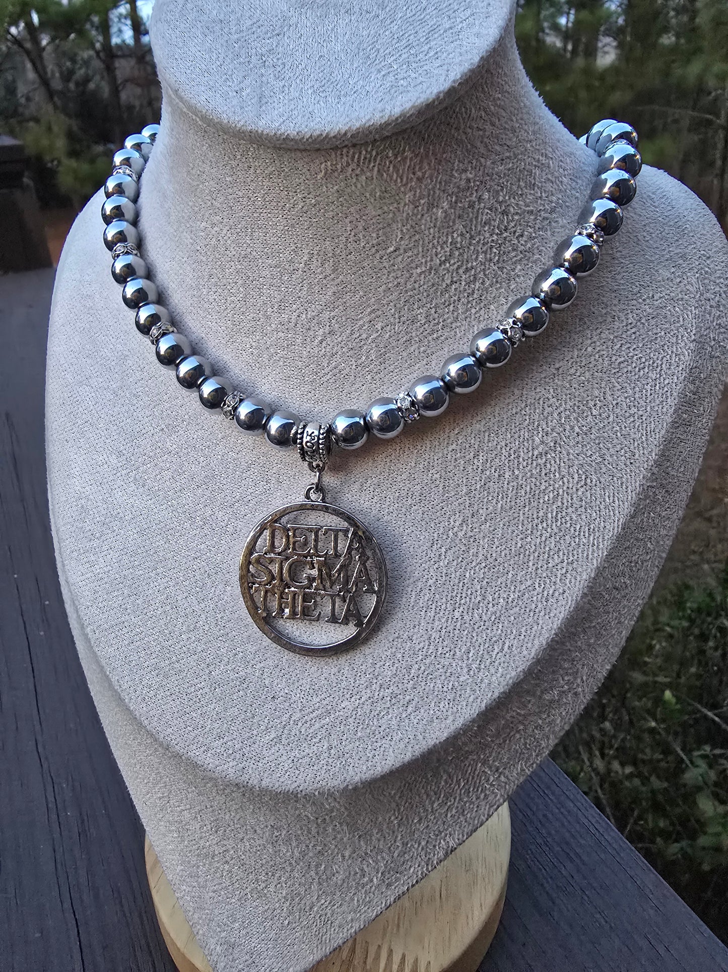 Delta Sigma Theta Hollow  Premium Beaded Sorority Necklaces - Beaded Sorority Necklace - Delta Sigma Theta Jewelry