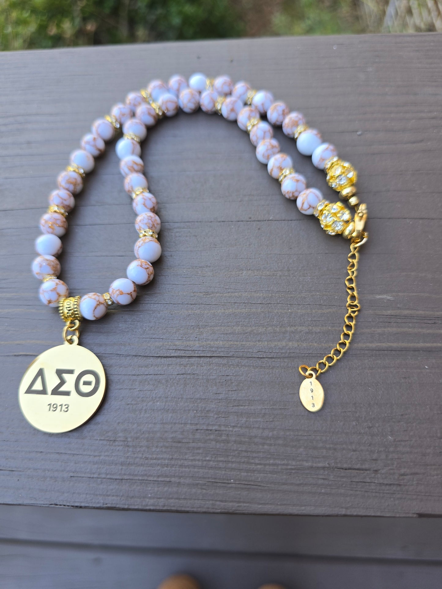 Delta Sigma Theta Beaded Gold Sorority Necklace