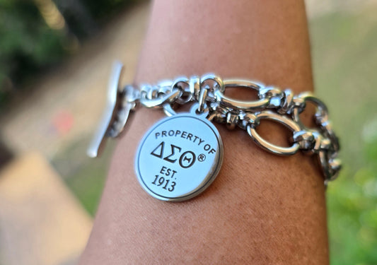 Property of Delta Sigma Theta Sorority Bracelet Available In Gold & Silver