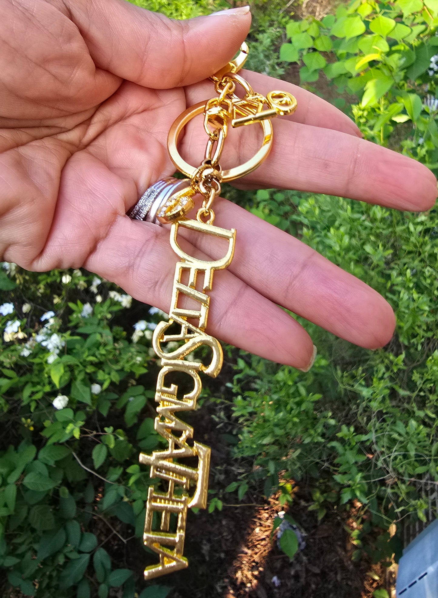 DST Handbag Charm/Key Ring - Gold Delta Sigma Theta Purse Charm - Sorority Charm/Key Ring - DST Purse Charm/Key Ring - Sorority Purse Charm/Key Ring - 1913 Purse Charm/ Key Ring