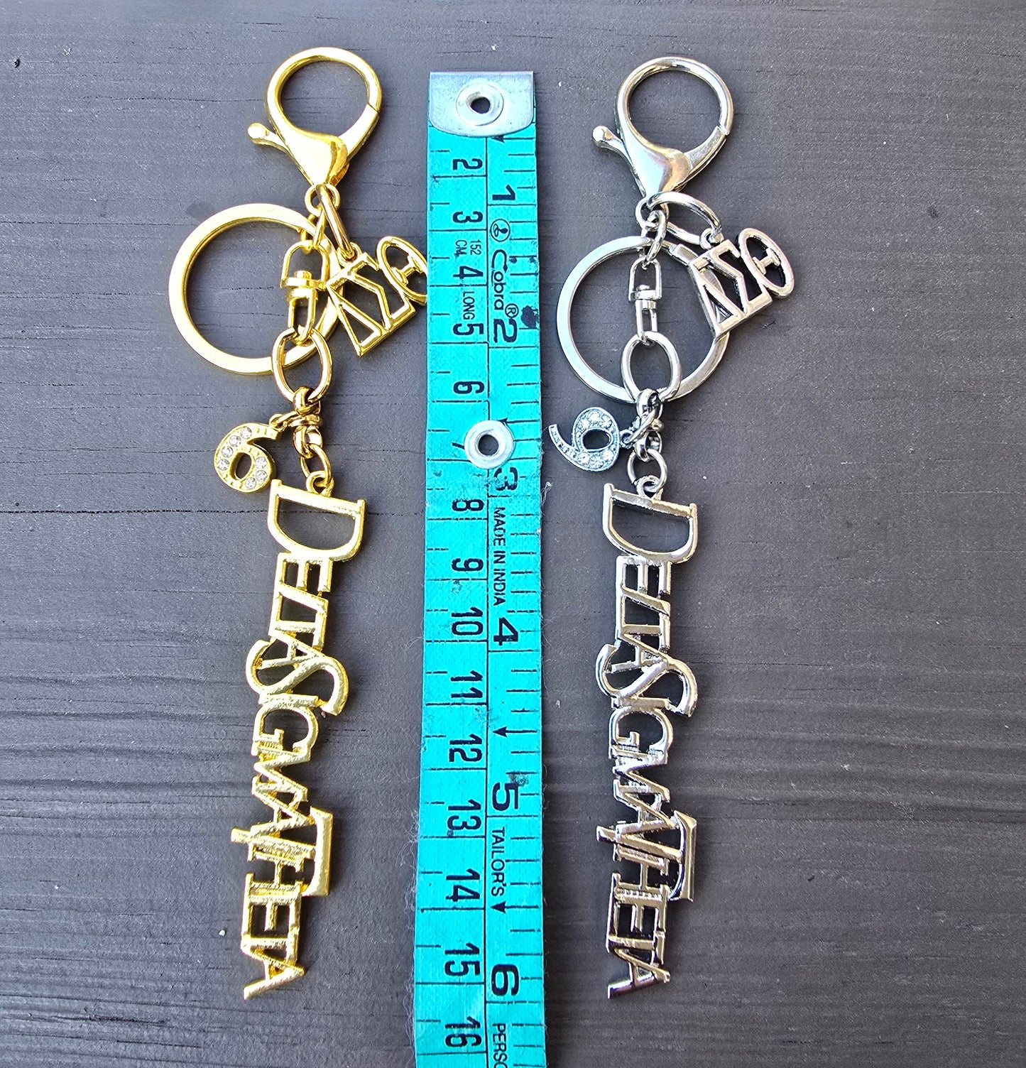 DST Handbag Charm/Key Ring - Gold Delta Sigma Theta Purse Charm - Sorority Charm/Key Ring - DST Purse Charm/Key Ring - Sorority Purse Charm/Key Ring - 1913 Purse Charm/ Key Ring