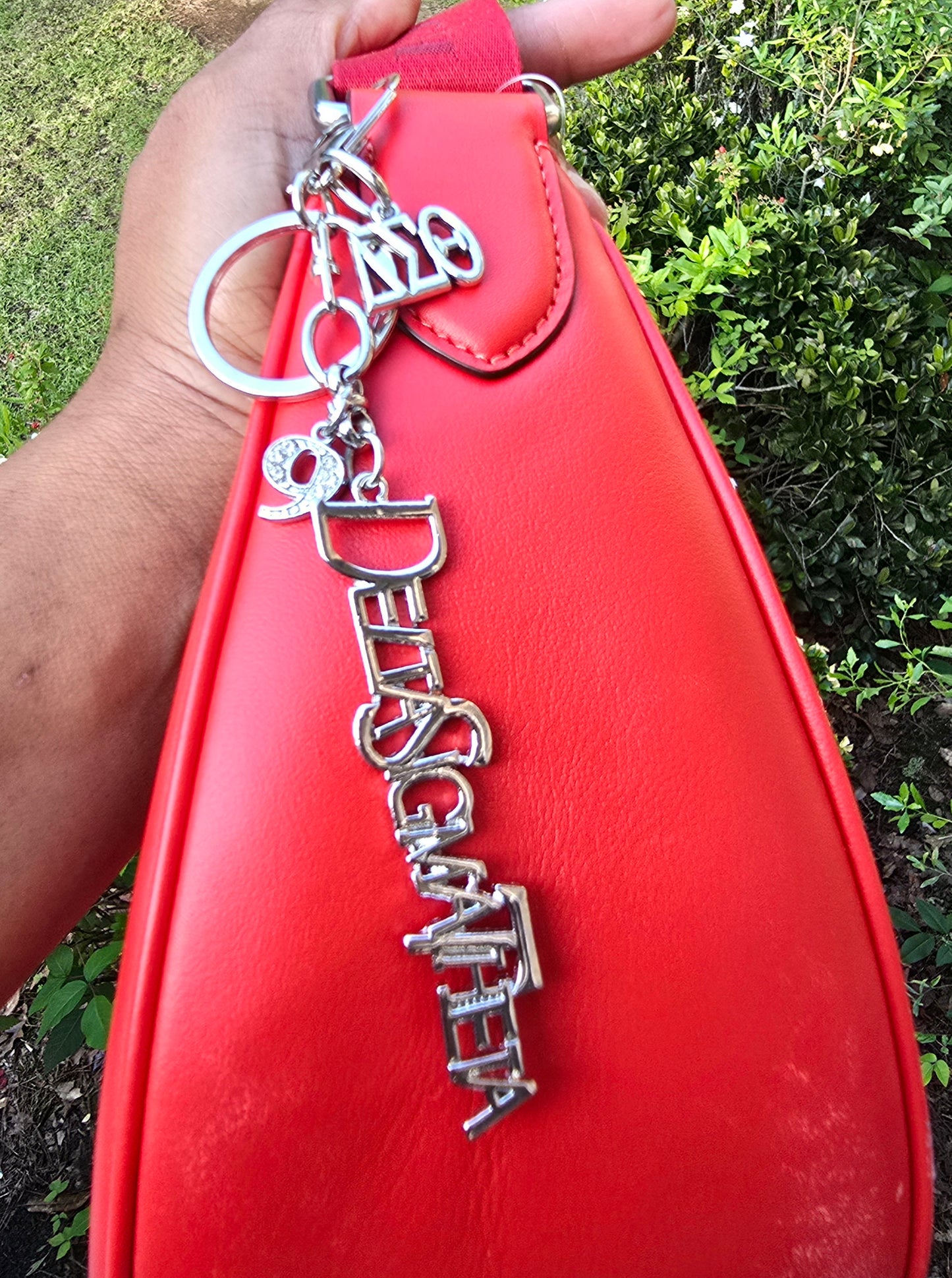 DST Handbag Charm/Key Ring - Gold Delta Sigma Theta Purse Charm - Sorority Charm/Key Ring - DST Purse Charm/Key Ring - Sorority Purse Charm/Key Ring - 1913 Purse Charm/ Key Ring