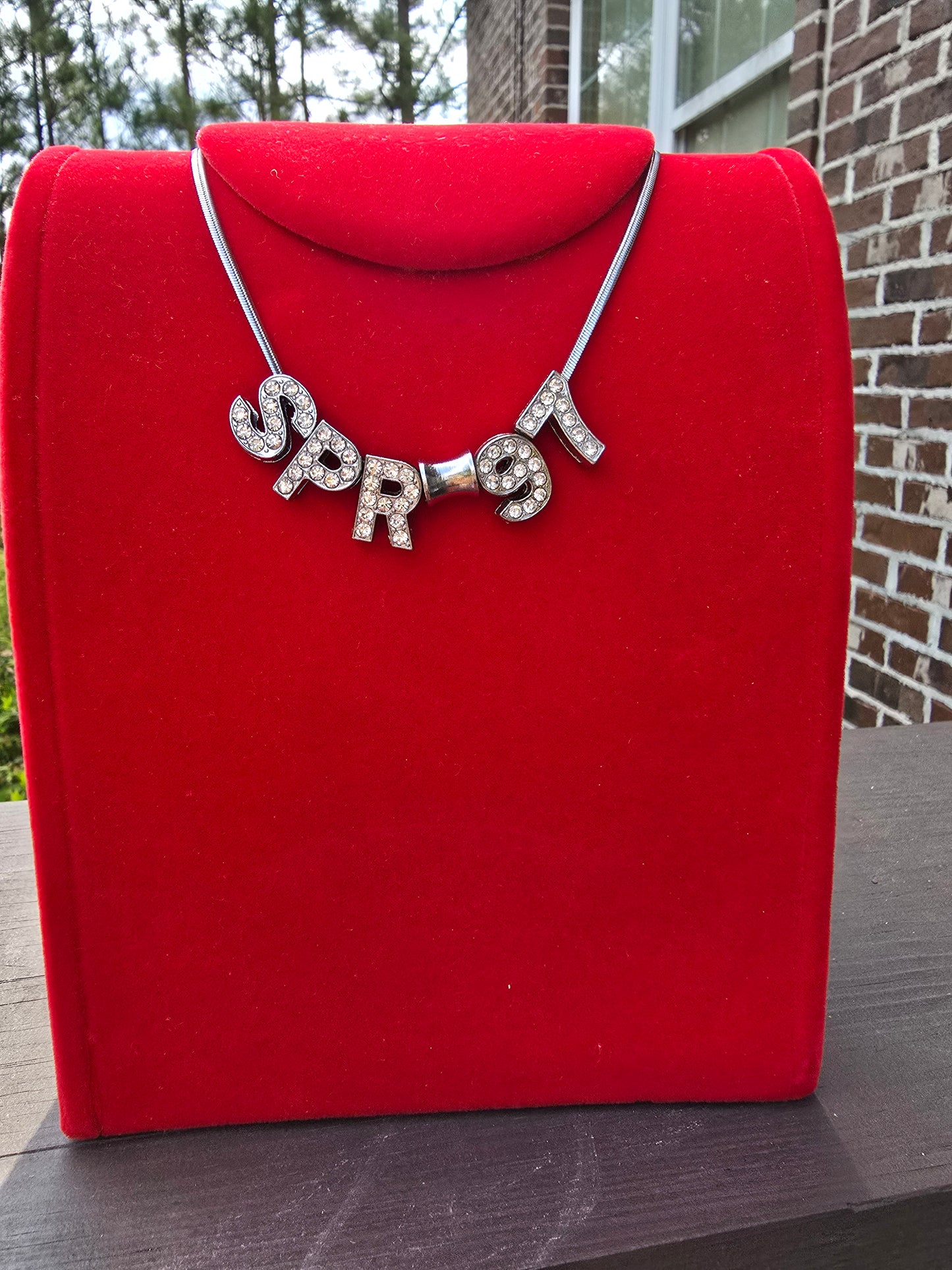 Personalized Spring Bling crossing sorority necklaces - SPR Custom Necklace - SPR Line Necklace