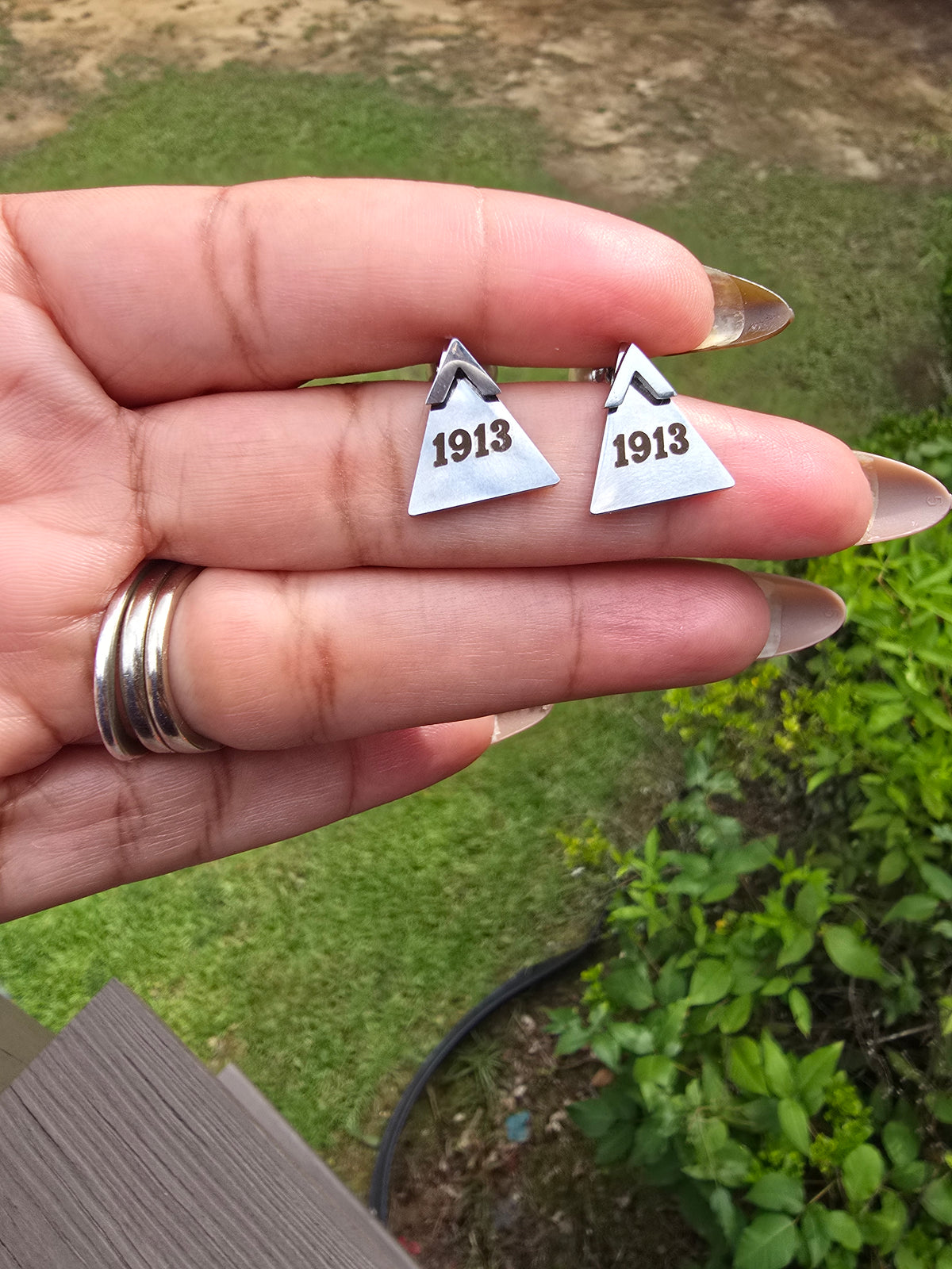Delta Sigma Theta Sorority 1913 earrings available in silver and gold