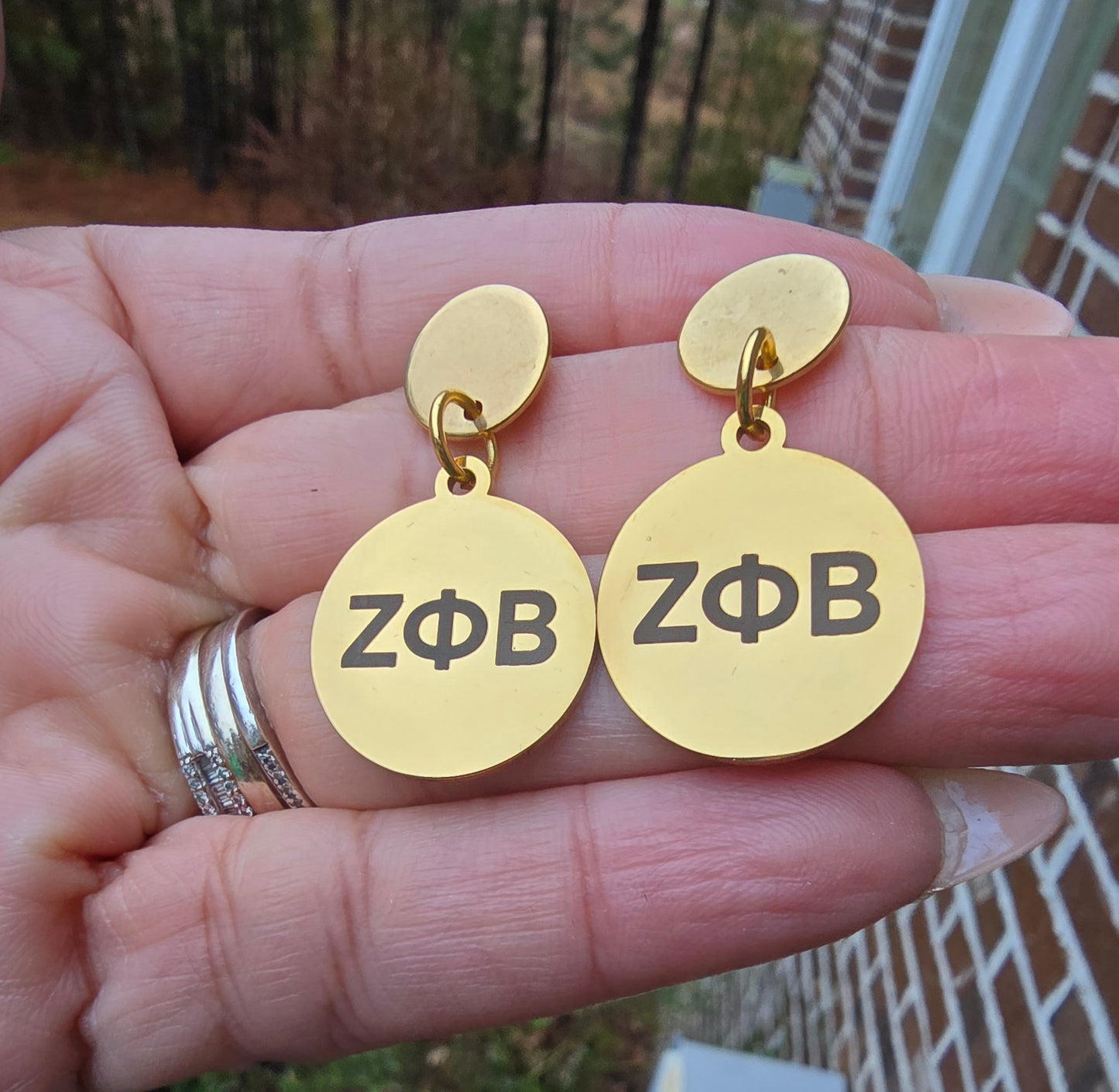 Zeta Phi Beta Dangling Earrings - Z Phi B Earrings - Zeta Phi Beta earrings - Sorority Jewelry - Jewelry - FREE SHIPPING