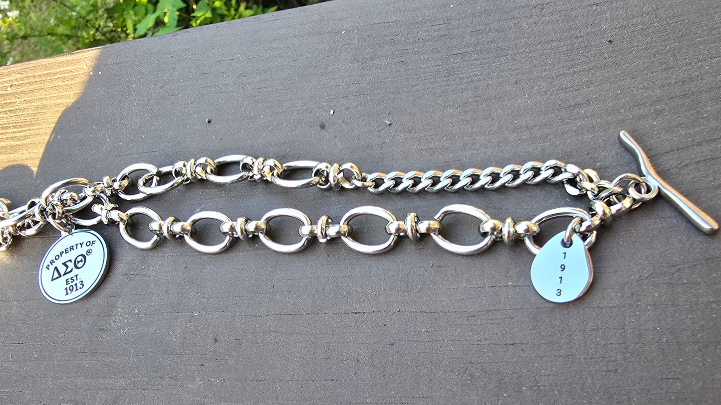 Property of Delta Sigma Theta Sorority Bracelet Available In Gold & Silver