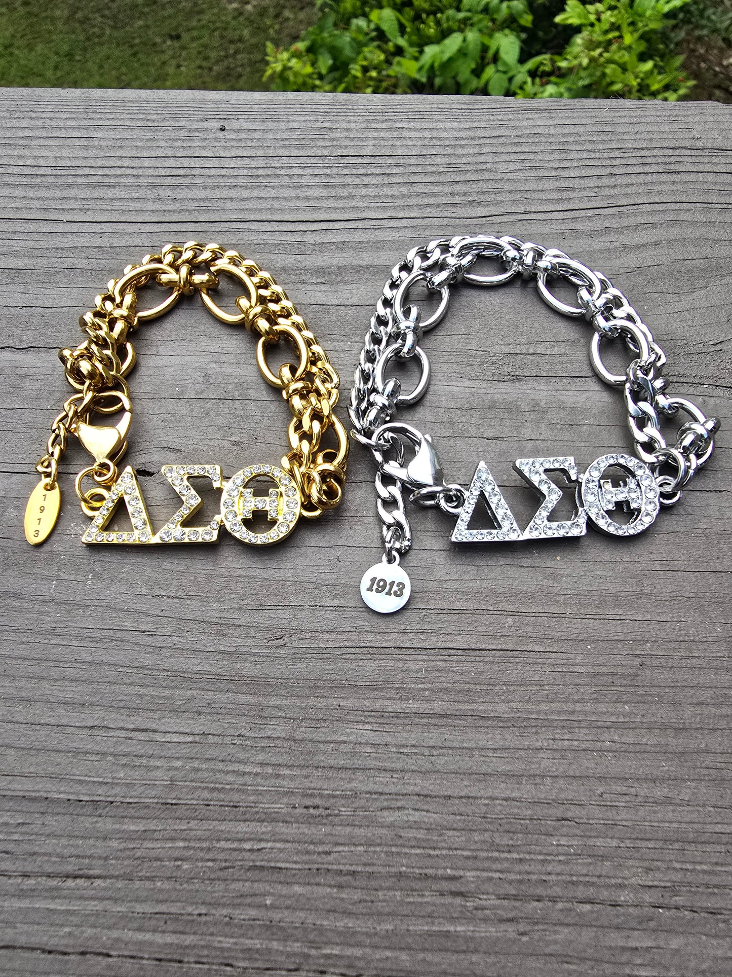 Delta Sigma Theta Greek Letter Chunky Link Sorority Bracelet