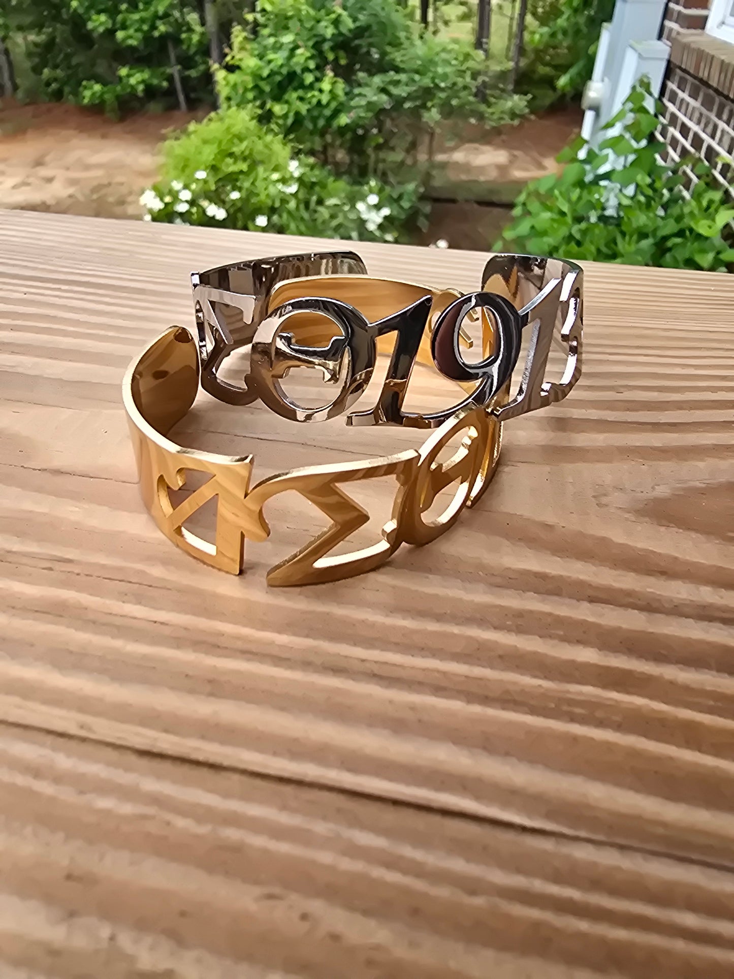 Delta Sigma Theta 1913 Italic Font Sorority Cuff Bracelet