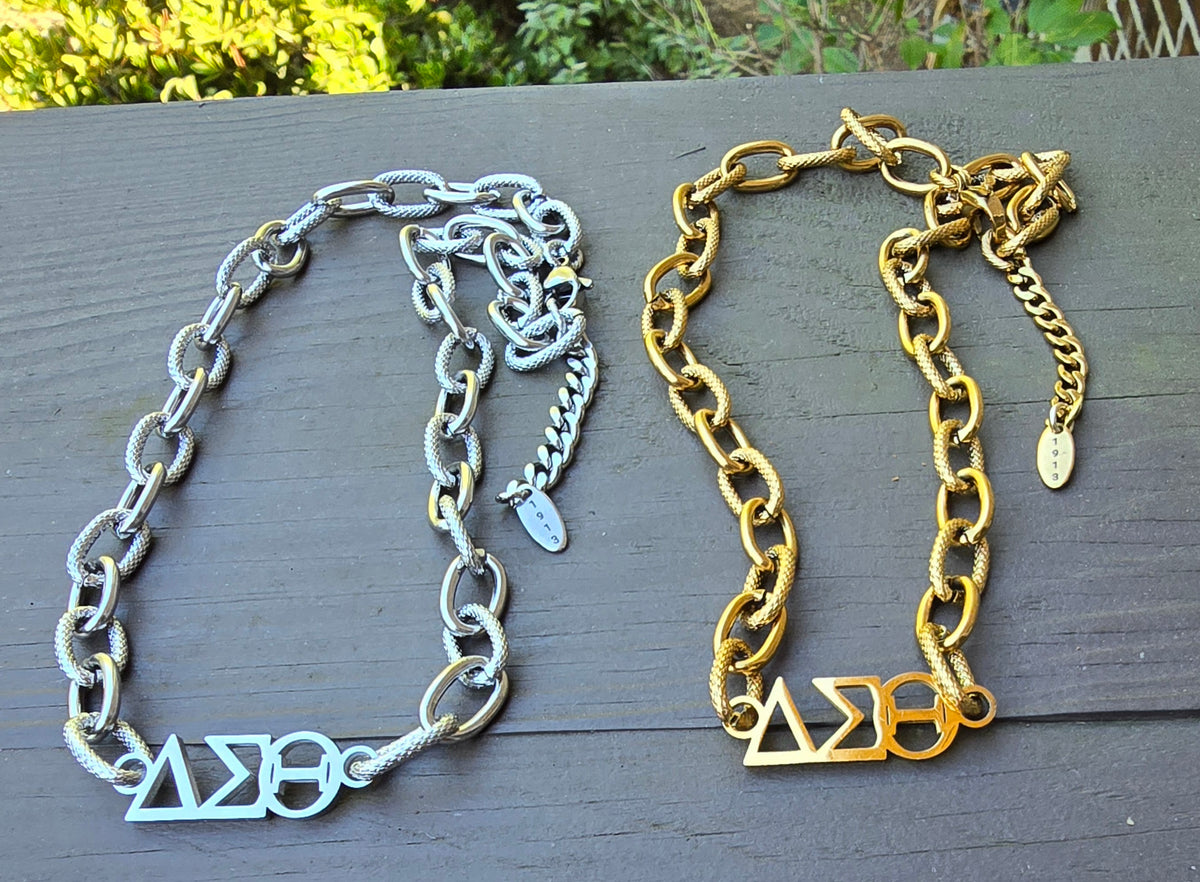 Delta Sigma Theta Greek Letter Chunky Link Sorority Necklace