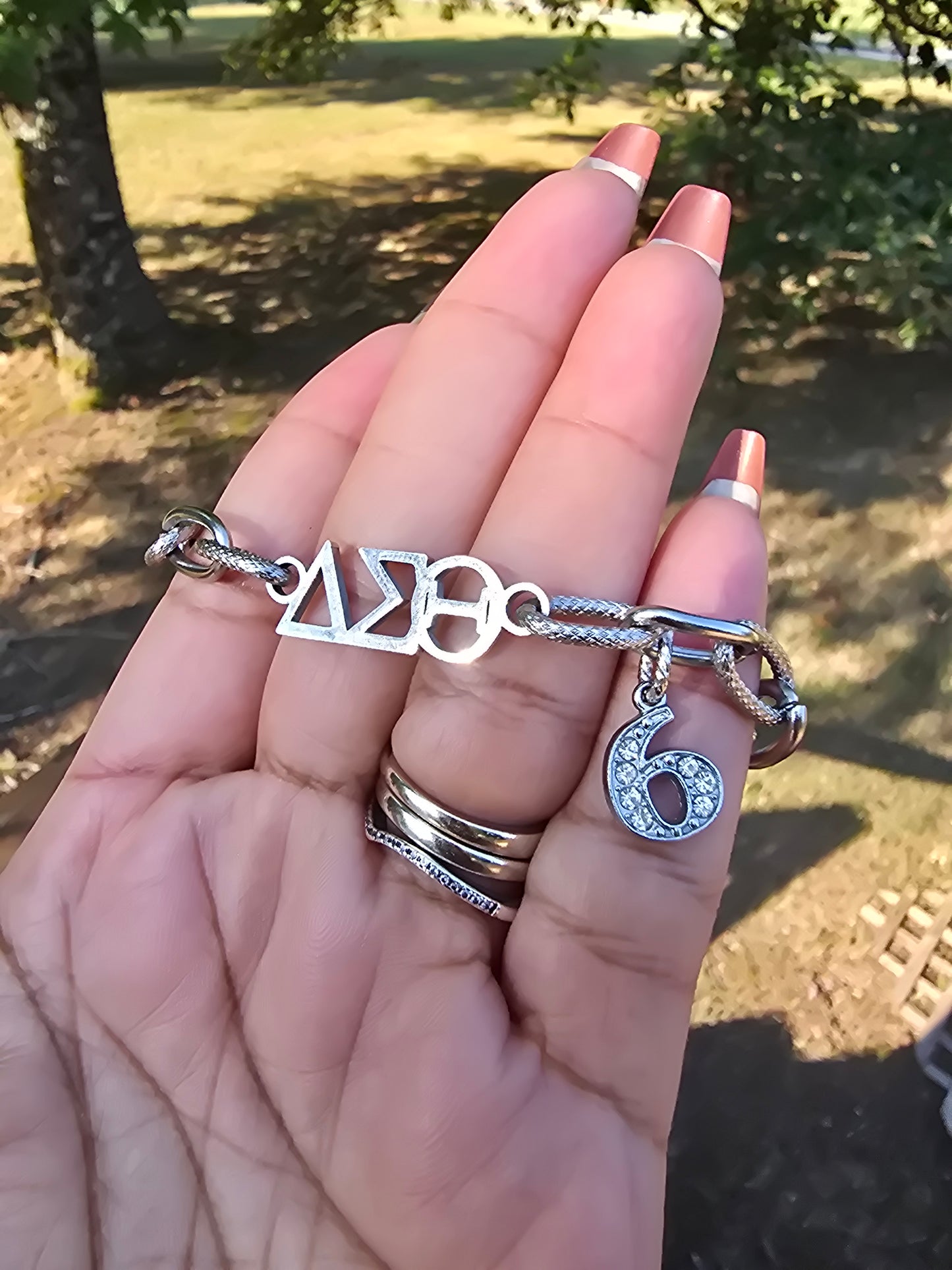 Delta Sigma Theta Greek Letter Chunky Link Sorority Bracelet