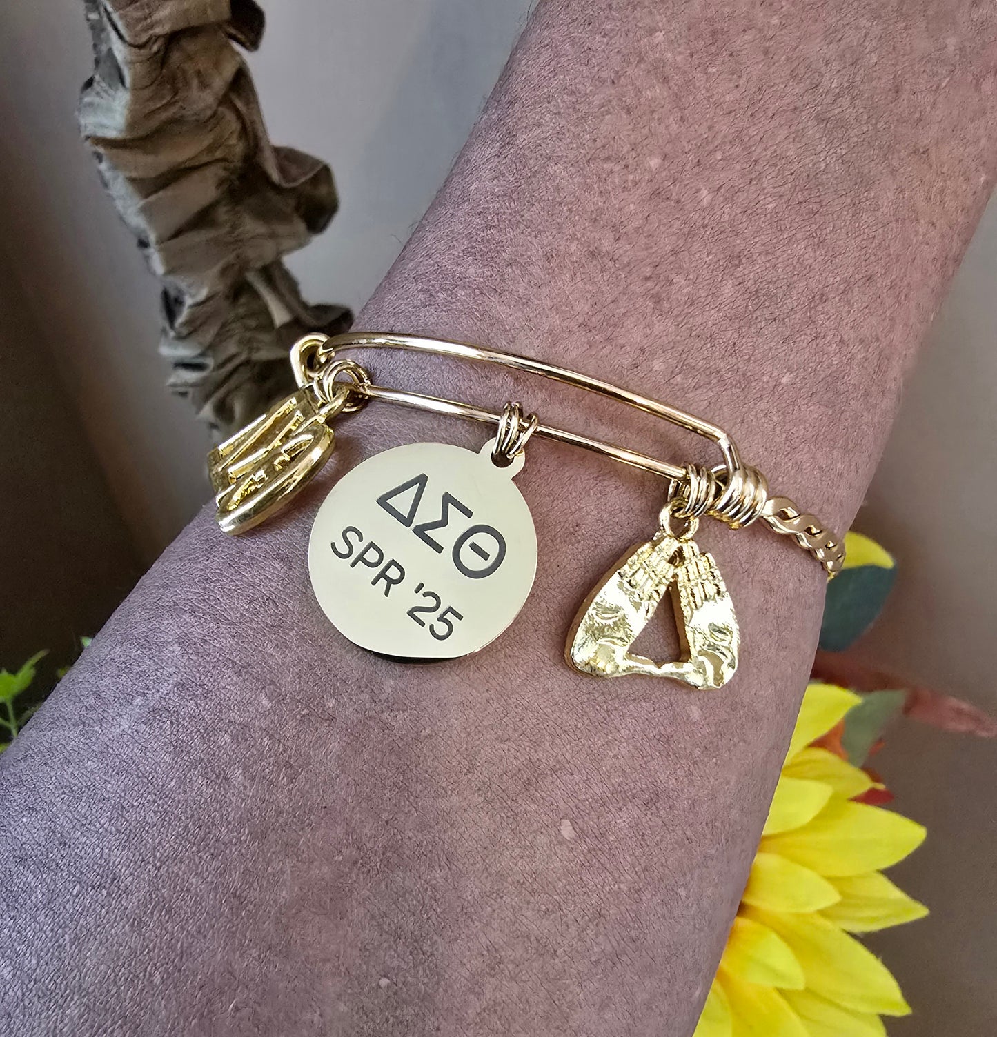 Delta Sigma Theta Spring 2025 Charm Bracelet Available in Gold and Silver