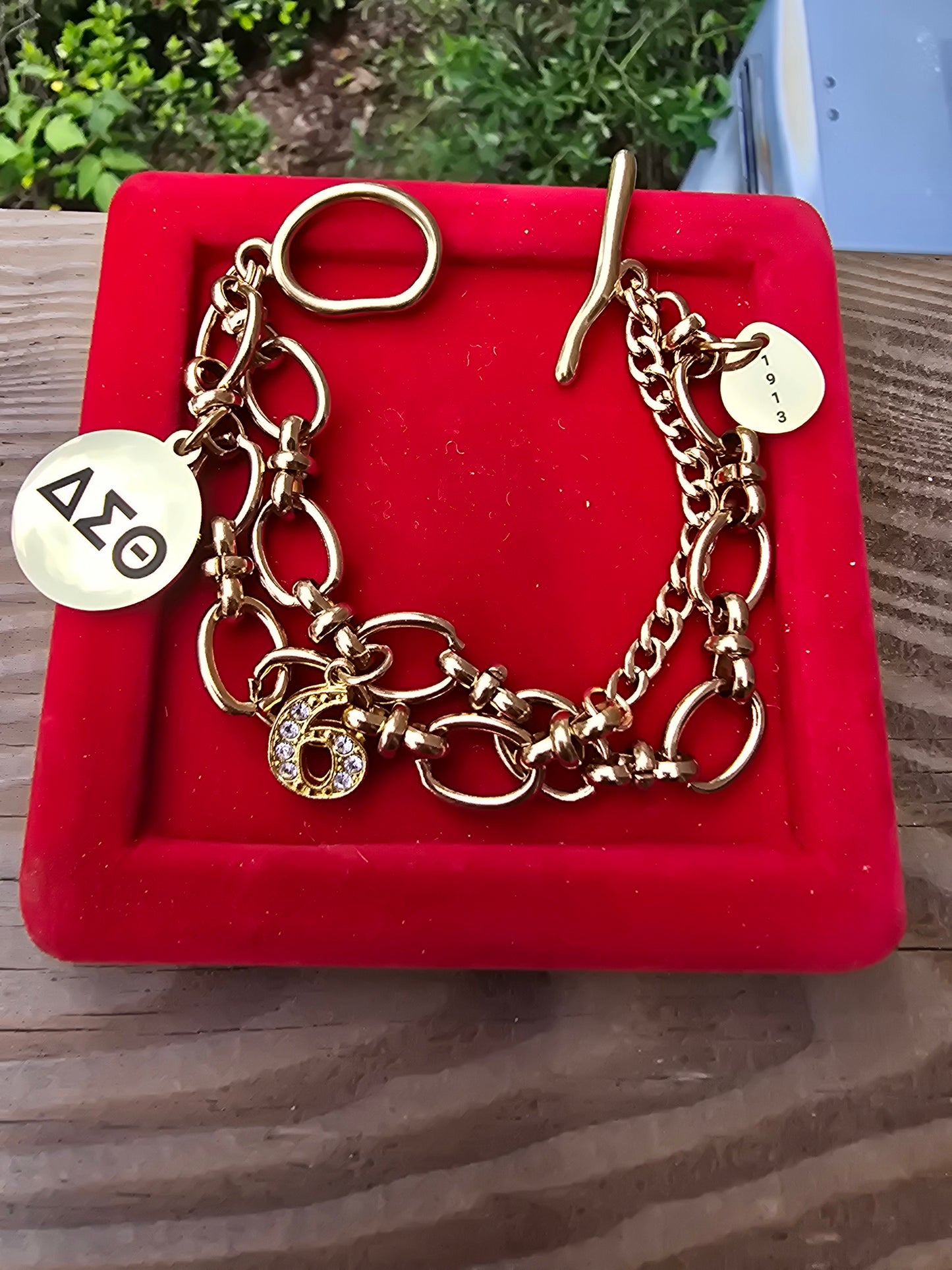 Delta Sigma Theta Sorority Bracelet Available In Gold & Silver