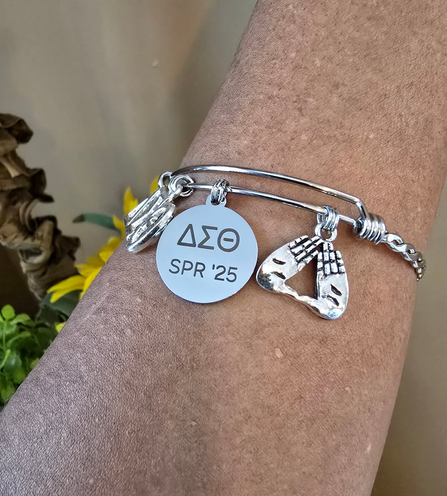 Delta Sigma Theta Spring 2025 Charm Bracelet Available in Gold and Silver
