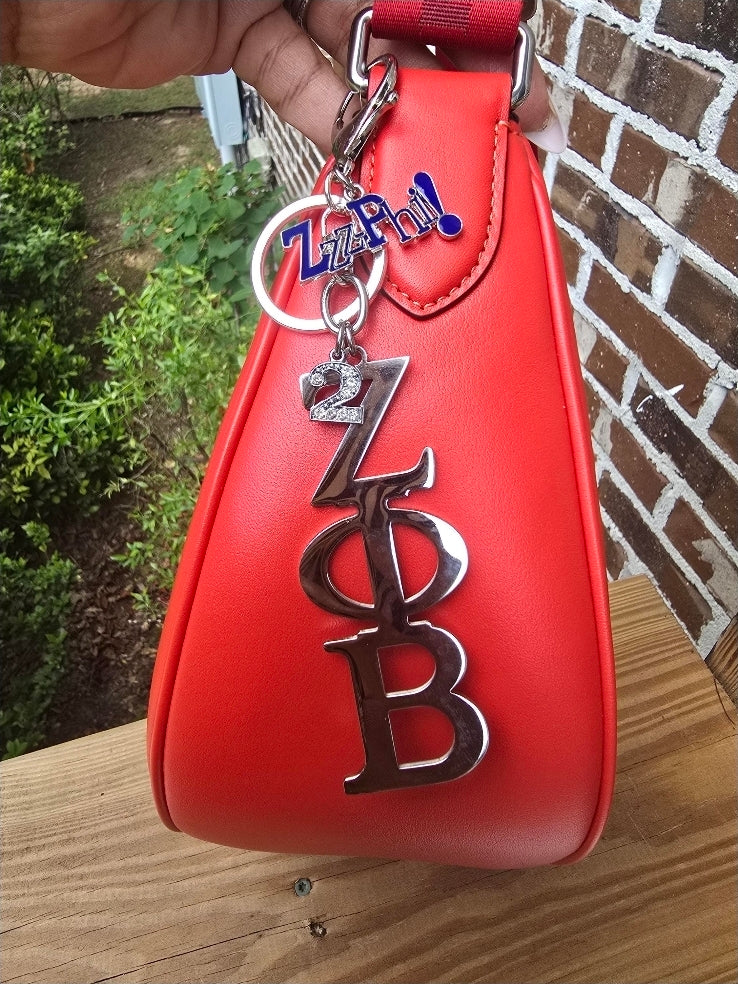 Large Zeta Phi Beta Handbag Charm/Key Ring -  Zeta Phi Beta Purse Charm - Sorority Charm/Key Ring - Z Phi B Purse Charm/Key Ring
