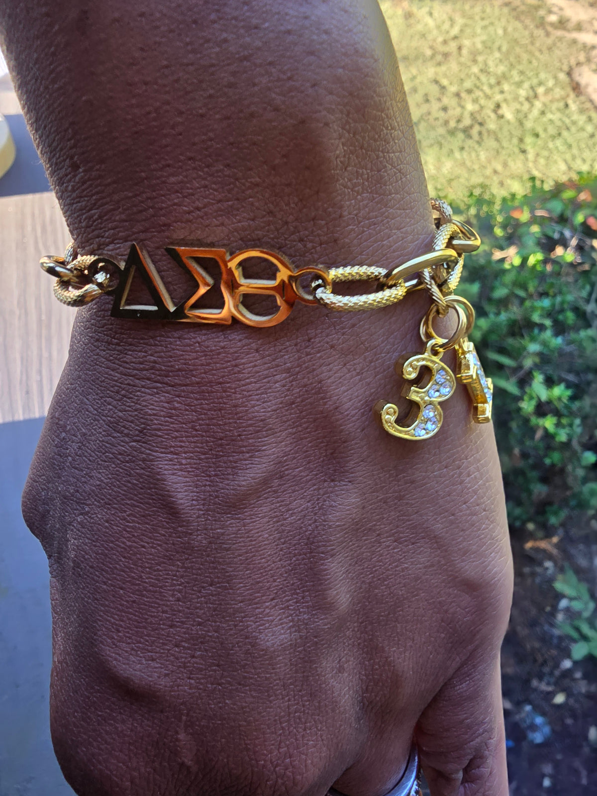 Delta Sigma Theta Greek Letter Chunky Link Sorority Bracelet