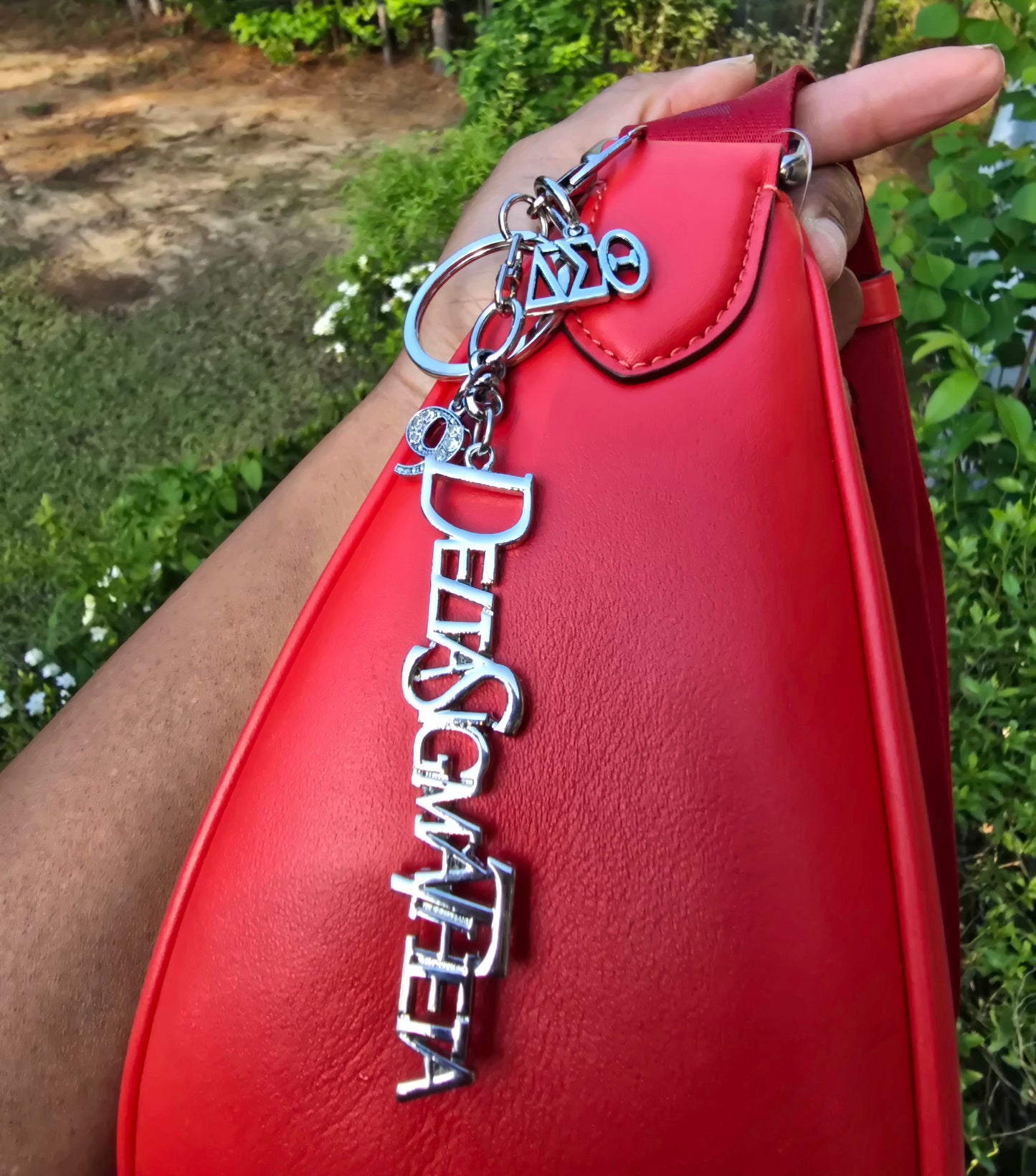 DST Handbag Charm/Key Ring - Gold Delta Sigma Theta Purse Charm - Sorority Charm/Key Ring - DST Purse Charm/Key Ring - Sorority Purse Charm/Key Ring - 1913 Purse Charm/ Key Ring